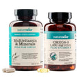 [1] NatureWise Multivitamin for Women Stress Support & Natural Minerals - 60 Ct[30-Day Supply] + [1] Omega 3 Fish Oil 1000mg + Vitamin E - Wild-Caught - 60 Softgels[30-Day Supply] NatureWise Au supplements