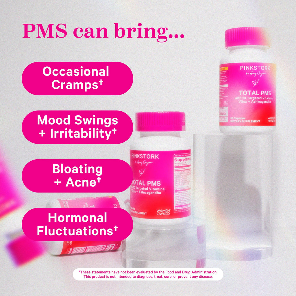 Pink Stork PMS Supplement for Women - Vitex, Ashwagandha, Maca Root & 10 Vitamins & Minerals to Support Hormone Balance, Mood, Bloating, Period Regularity - 60 Capsules Pink Stork Au supplements