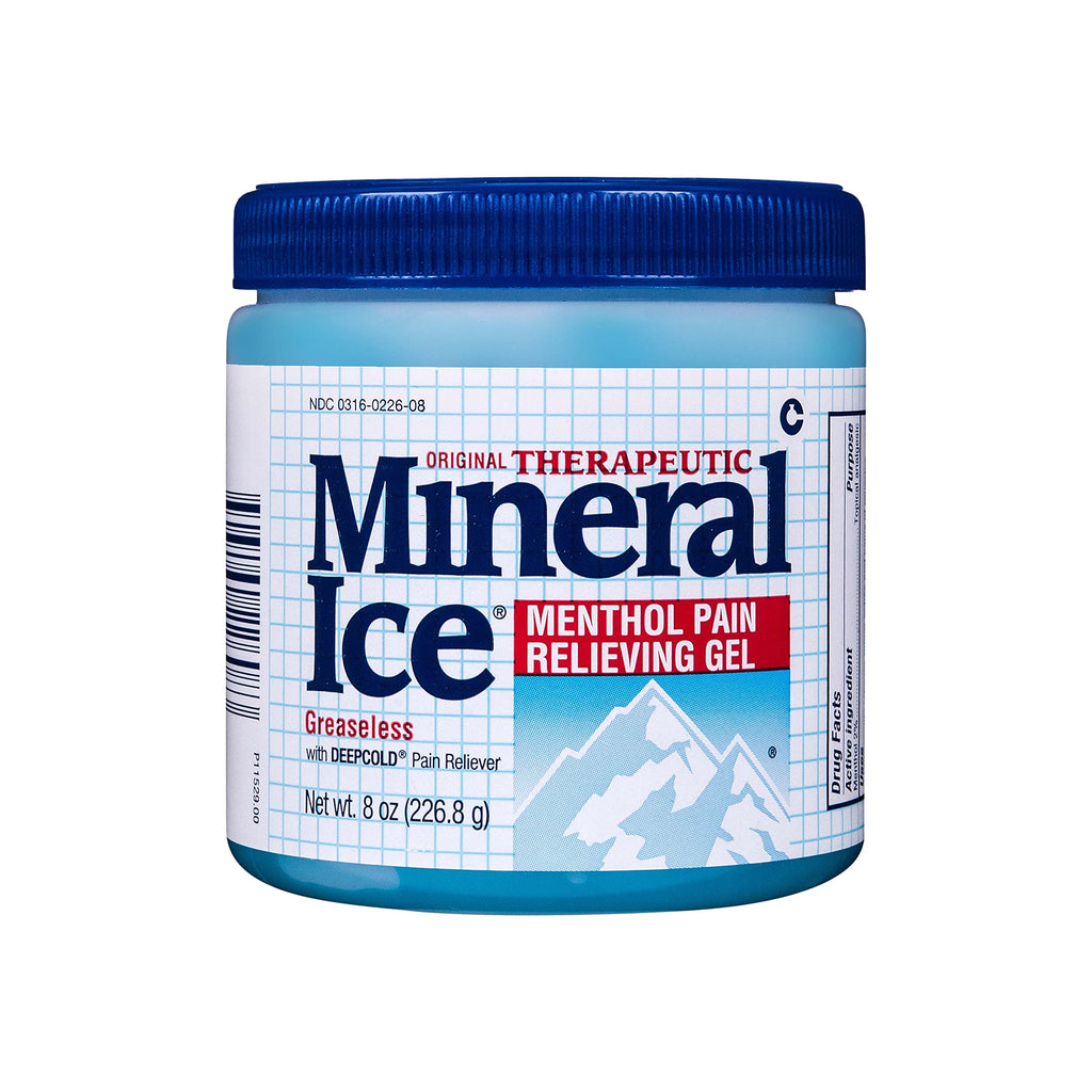 Mineral Ice Original Therapeutic Menthol Pain Relief Gel. Greaseless with "Deepcold" Pain Reliever. Provides Cooling & Penetrating Relief for Arthritis, Simple Backache, Strains & Sprains (8 Ounce) Mineral Ice Au supplements