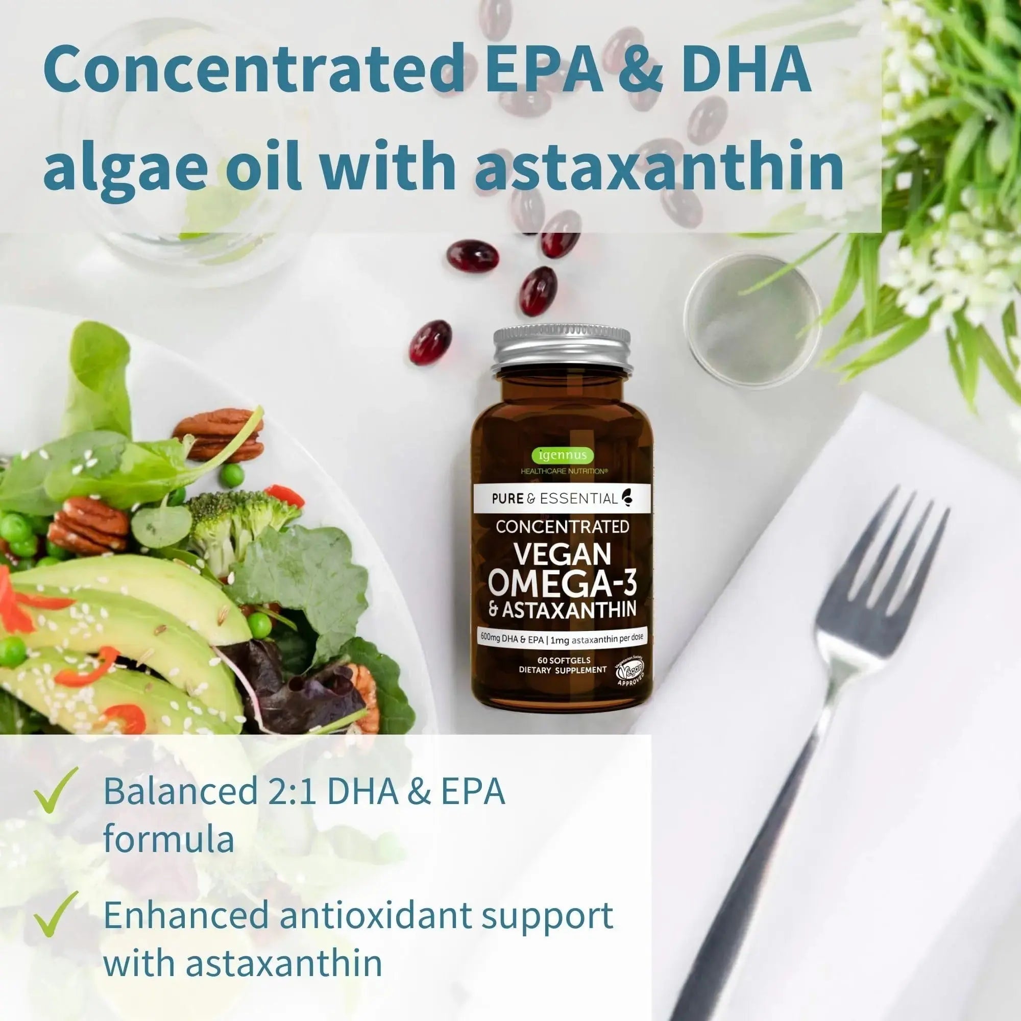 Vegan Omega-3 Algae Oil + Advanced Kids Multivitamin Gummy Bundle, High Concentration DHA & EPA + Vitamin A, B, C, D3 & E Igennus Healthcare Nutrition Au supplements