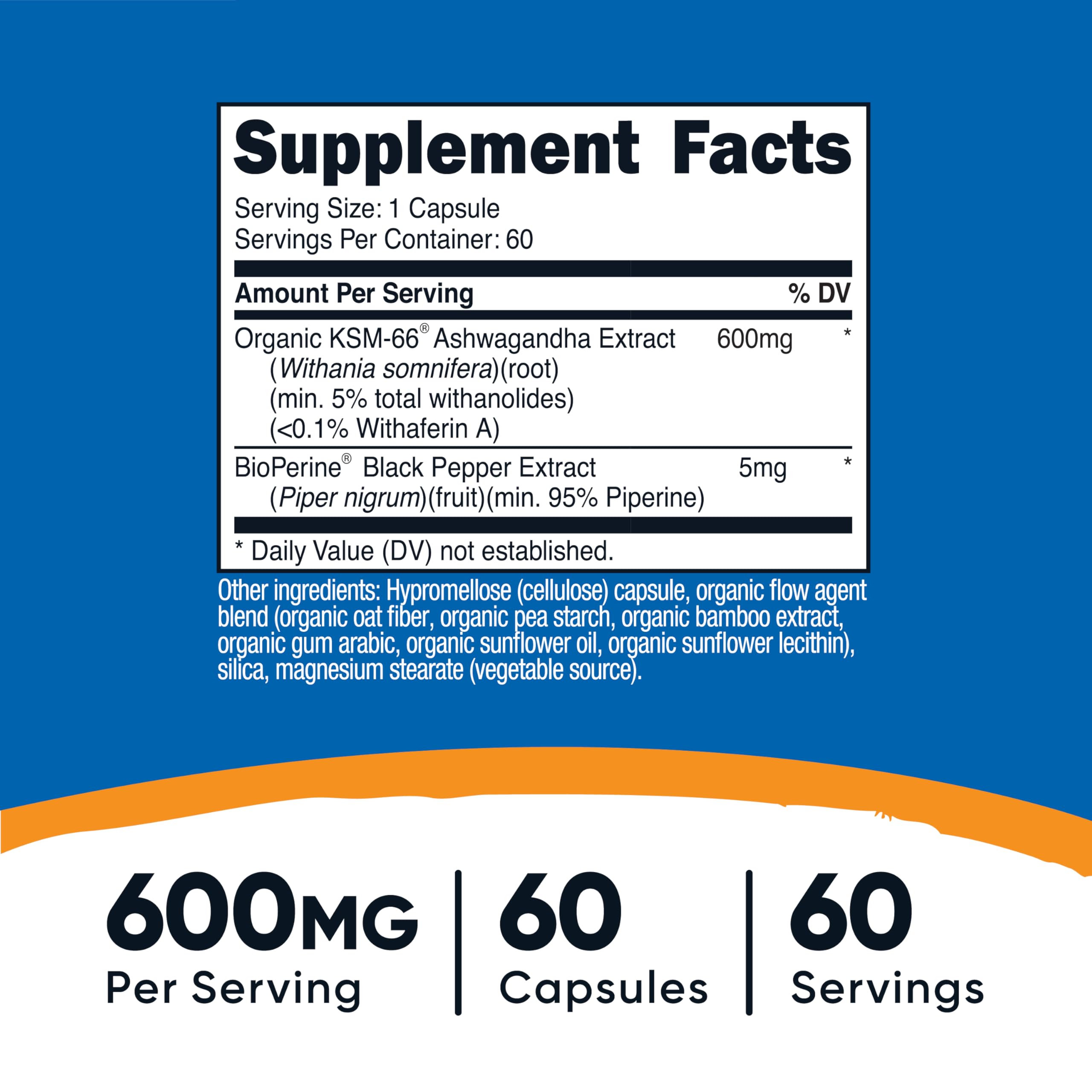 Nutricost KSM-66 Ashwagandha Root Extract 600mg, 60 Veggie Caps - 5% Withanolides - with BioPerine - Full-Spectrum Root Extract Nutricost Au supplements