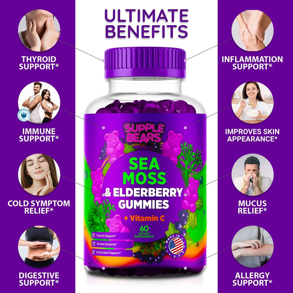 Supplebears Sea Moss Gummies & Elderberry - Vitamin C + Zinc – Extra Strength Immune Supplebears Au supplements