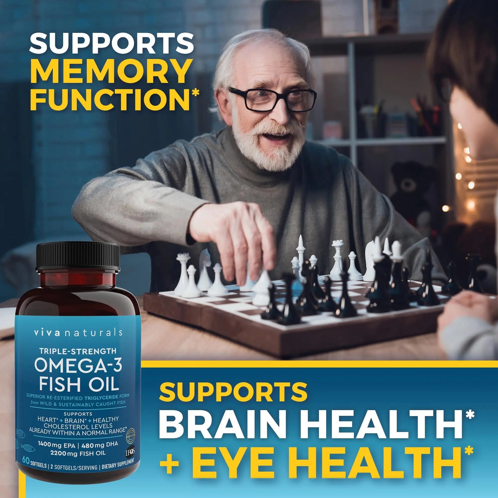 Viva Naturals Triple Strength Omega 3 Fish Oil Supplement - 2200 mg Wild Caught Viva Naturals Au supplements