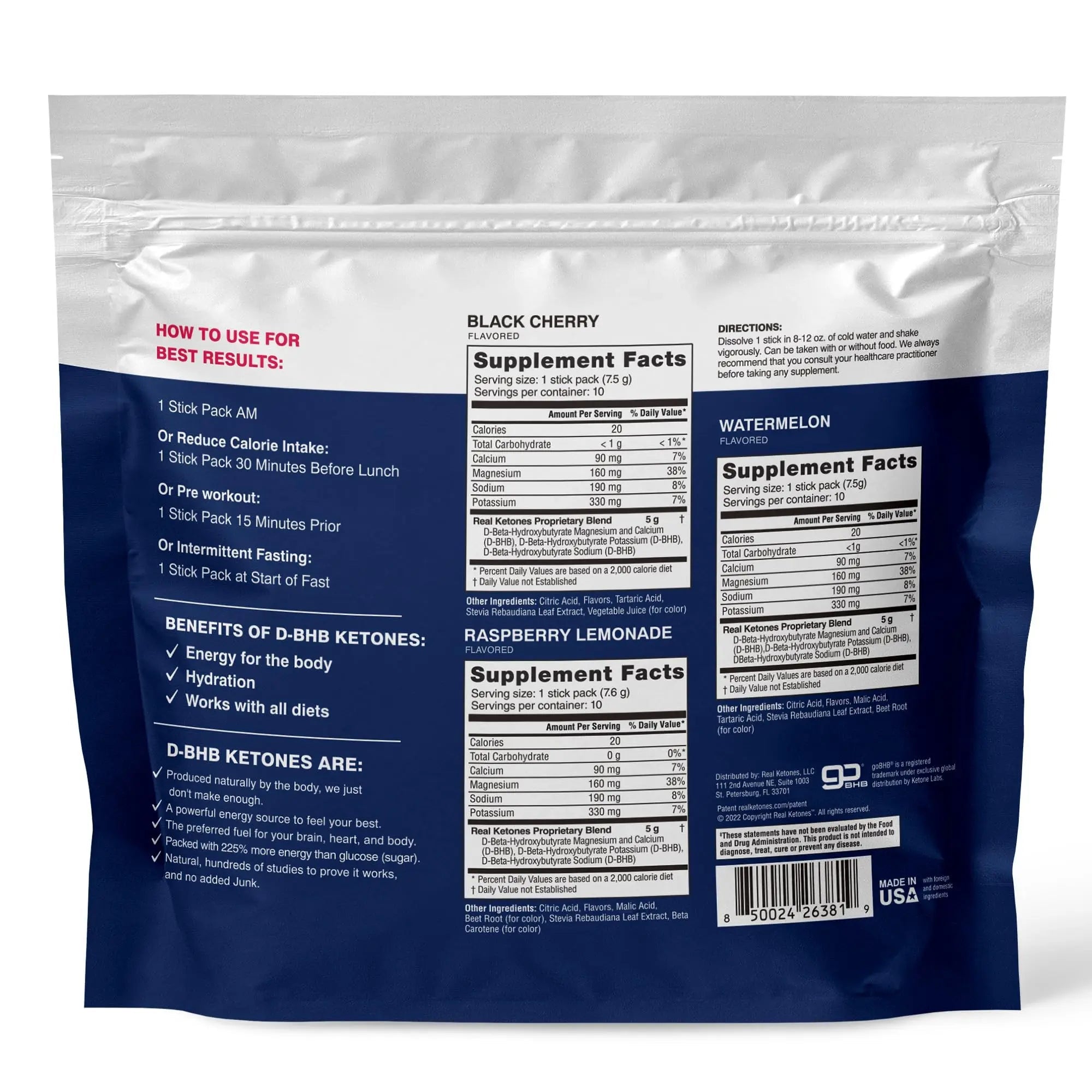 Real Ketones BHB Exogenous Ketones Drink Mix Packets Keto Electrolytes Powder Packets No Sugar with 4 Main Fasting Electrolytes Plus Hydrating Patented Keto BHB Real Ketones Au supplements