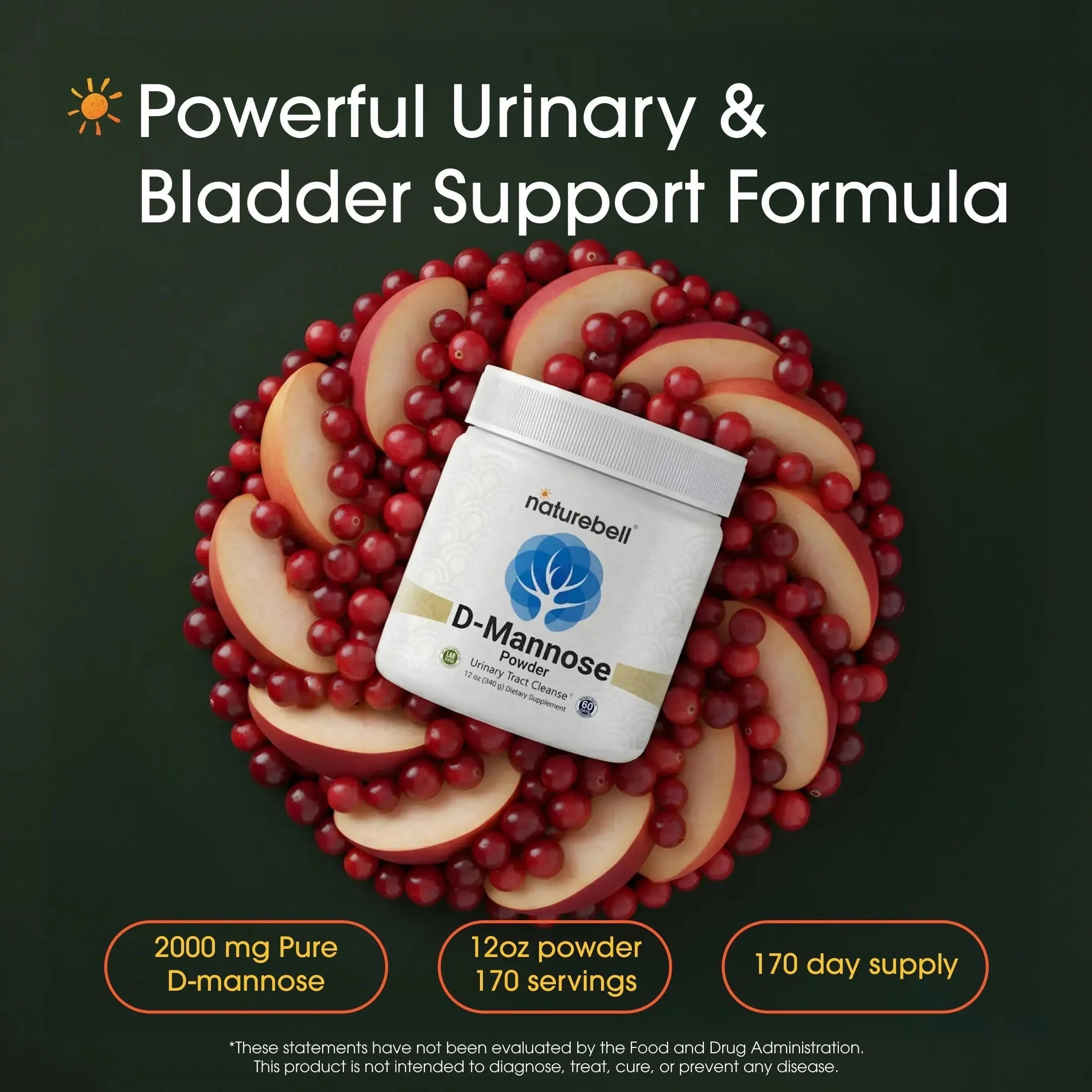 NatureBell D-Mannose Powder - 12oz - High Potency 2g Per Scoop - Fast Acting Support for Healthy Urinary Function & Bladder Wellness* - Pure, Filler-Free Non-GMO Powder NatureBell Au supplements