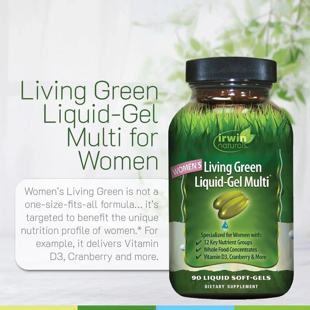 Irwin Naturals Women's Living Green Liquid-Gel Multi - 120 Liquid Softgels, Pack of 2 - Includes 70 Essential Nutrients, Vitamins & Minerals Irwin Naturals Au supplements