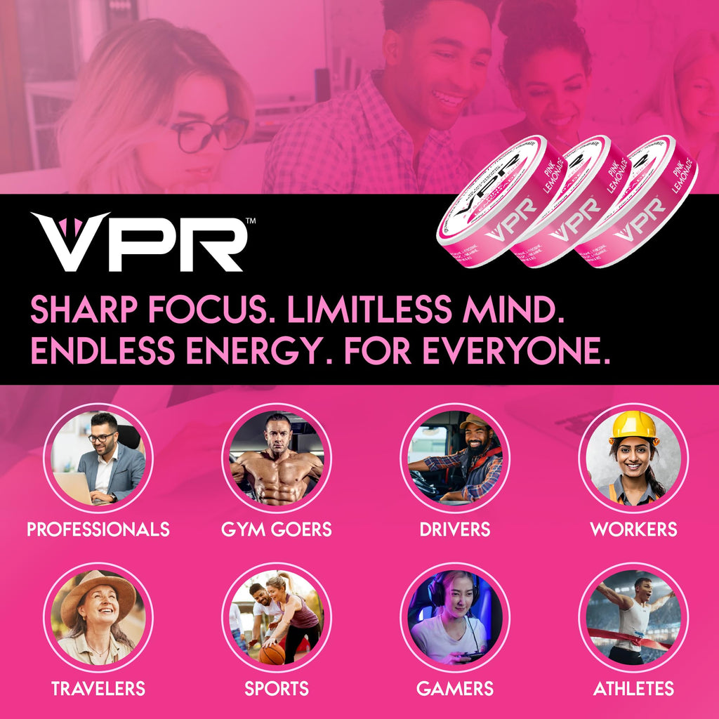 VPR 75MG Caffeine Nootropic Pouches | 20 Count Energy Pouches with Lion's Mane, Alpha-GPC, Vitamin B6 & B12, L-Theanine, and L-Tyrosine | Naturally Flavored Focus Pouches with No Sugar (Variety Pack) VPR Energy Au supplements