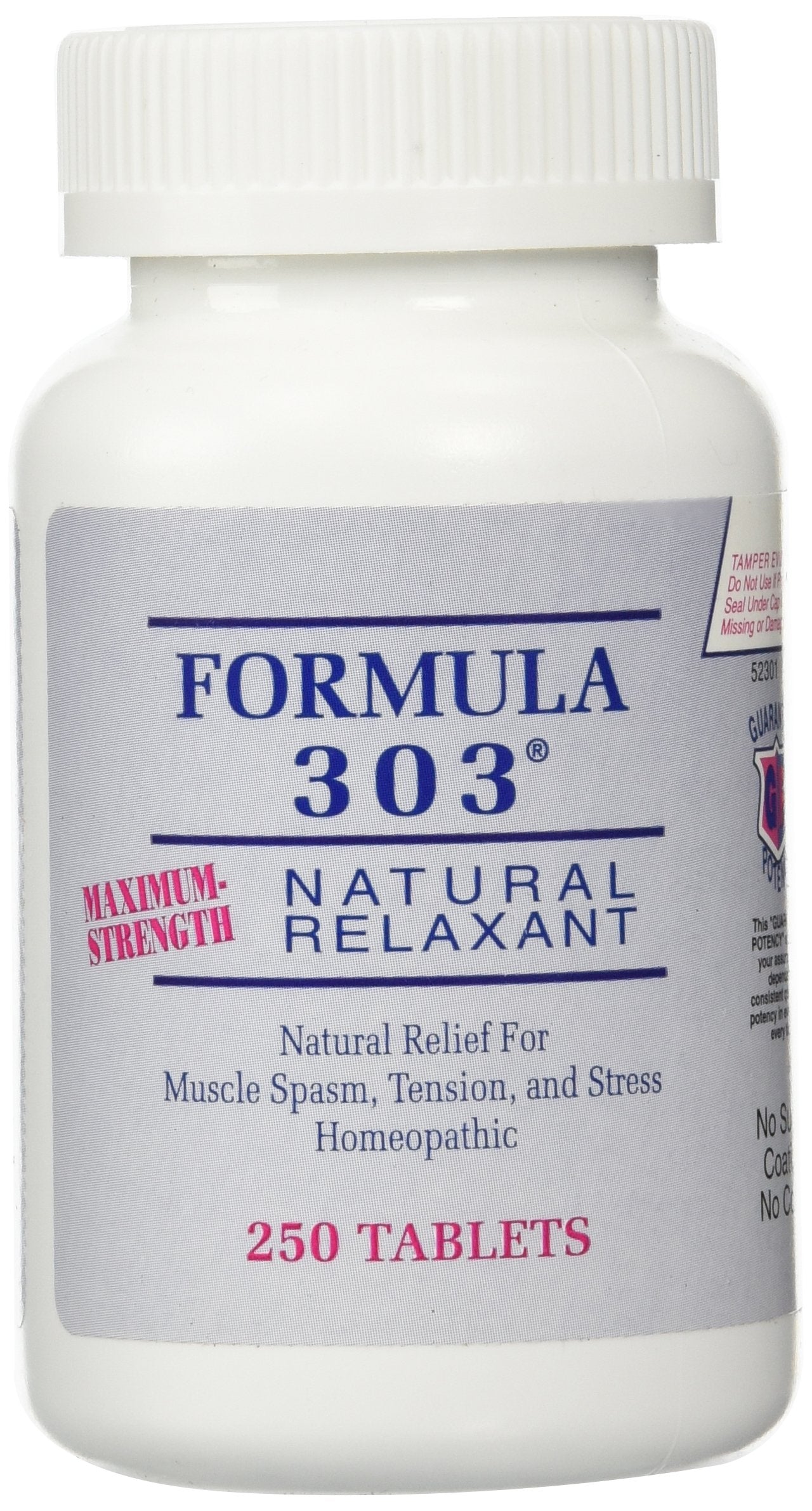 Dee Cee Labs Formula 303 Maximum Strength All-Natural Relaxant Tablets, 250 Tablets; All-Natural Relaxant containing Magnesium for Sore Muscles, Passion Flower, and Valerian Root Dee Cee Laboratories Au supplements
