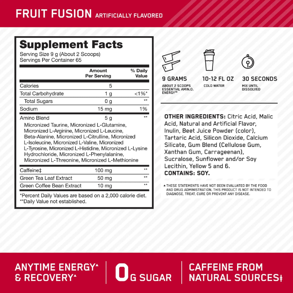Optimum Nutrition Amino Energy - Pre Workout with Green Tea, BCAA, Amino Acids Optimum Nutrition Au supplements