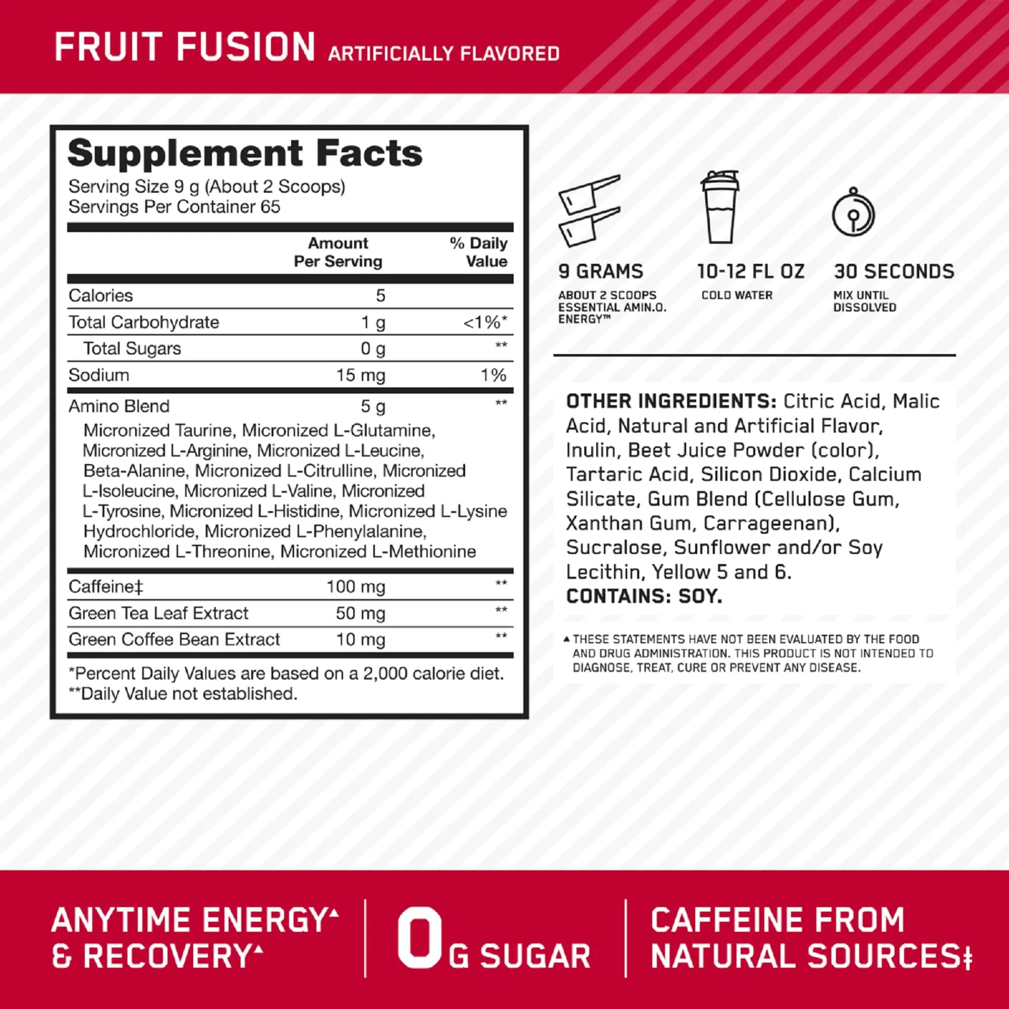 Optimum Nutrition Amino Energy - Pre Workout with Green Tea, BCAA, Amino Acids Optimum Nutrition Au supplements