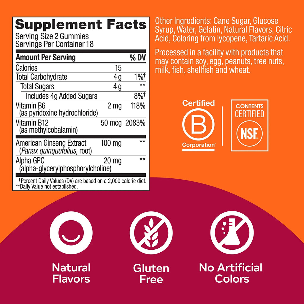 OLLY Laser Focus Gummy, Ginseng, Alpha GPC, B Vitamins, Berry Tangerine Flavor OLLY Au supplements