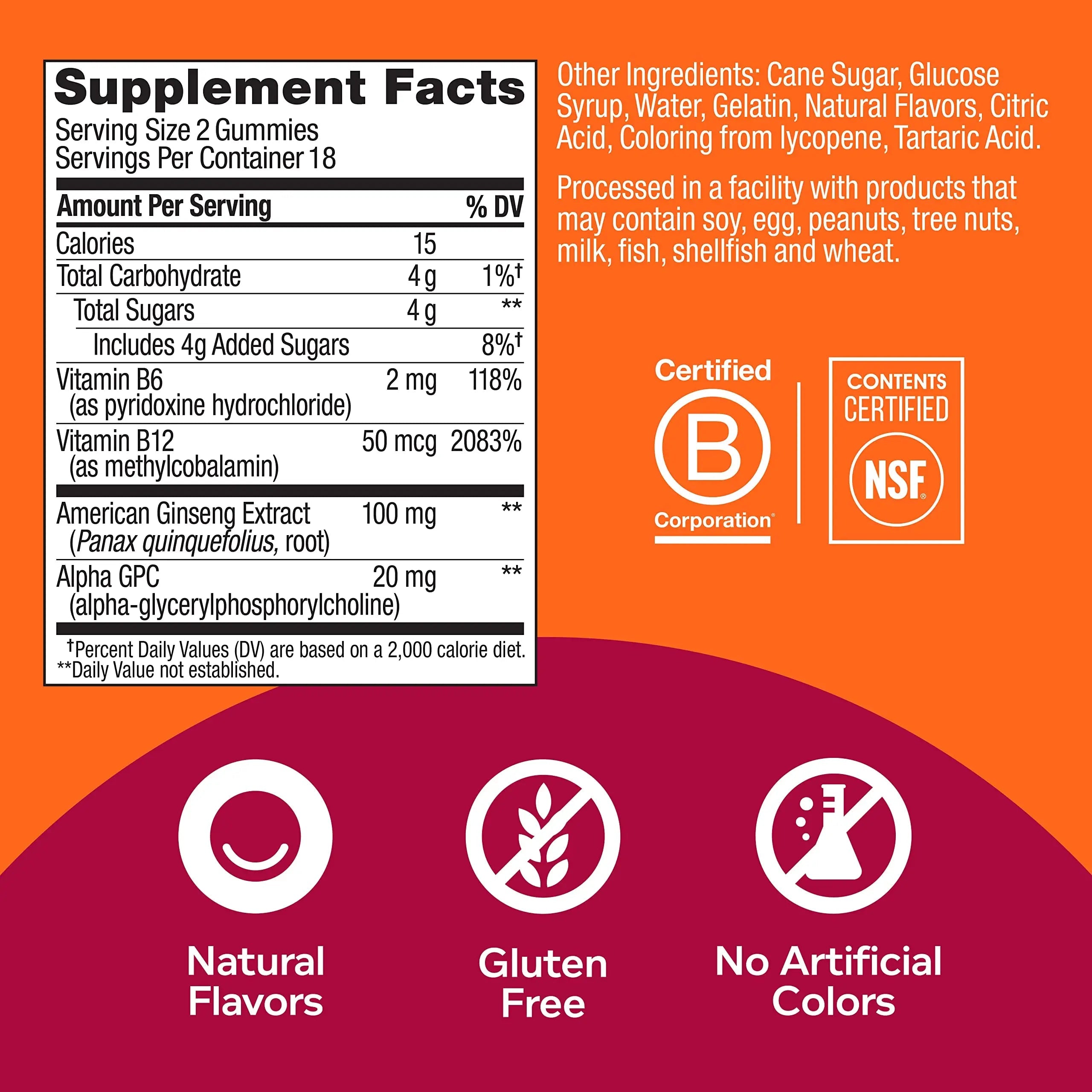 OLLY Laser Focus Gummy, Ginseng, Alpha GPC, B Vitamins, Berry Tangerine Flavor OLLY Au supplements