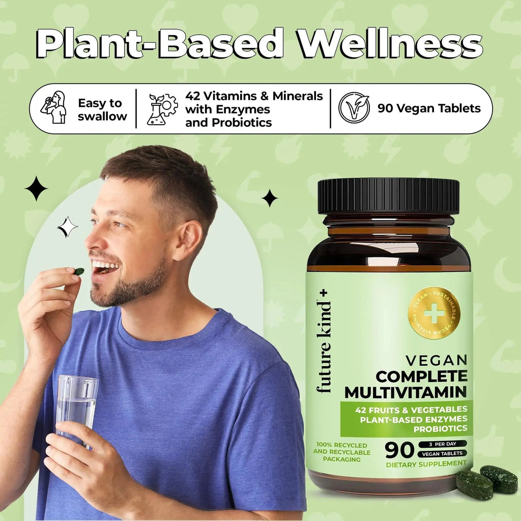 Future Kind Vegan Multivitamins Complete - 42-in-1 Vegan Multivitamins for Women & Men with Enzymes, B12, Zinc, & Probiotics Future Kind Au supplements