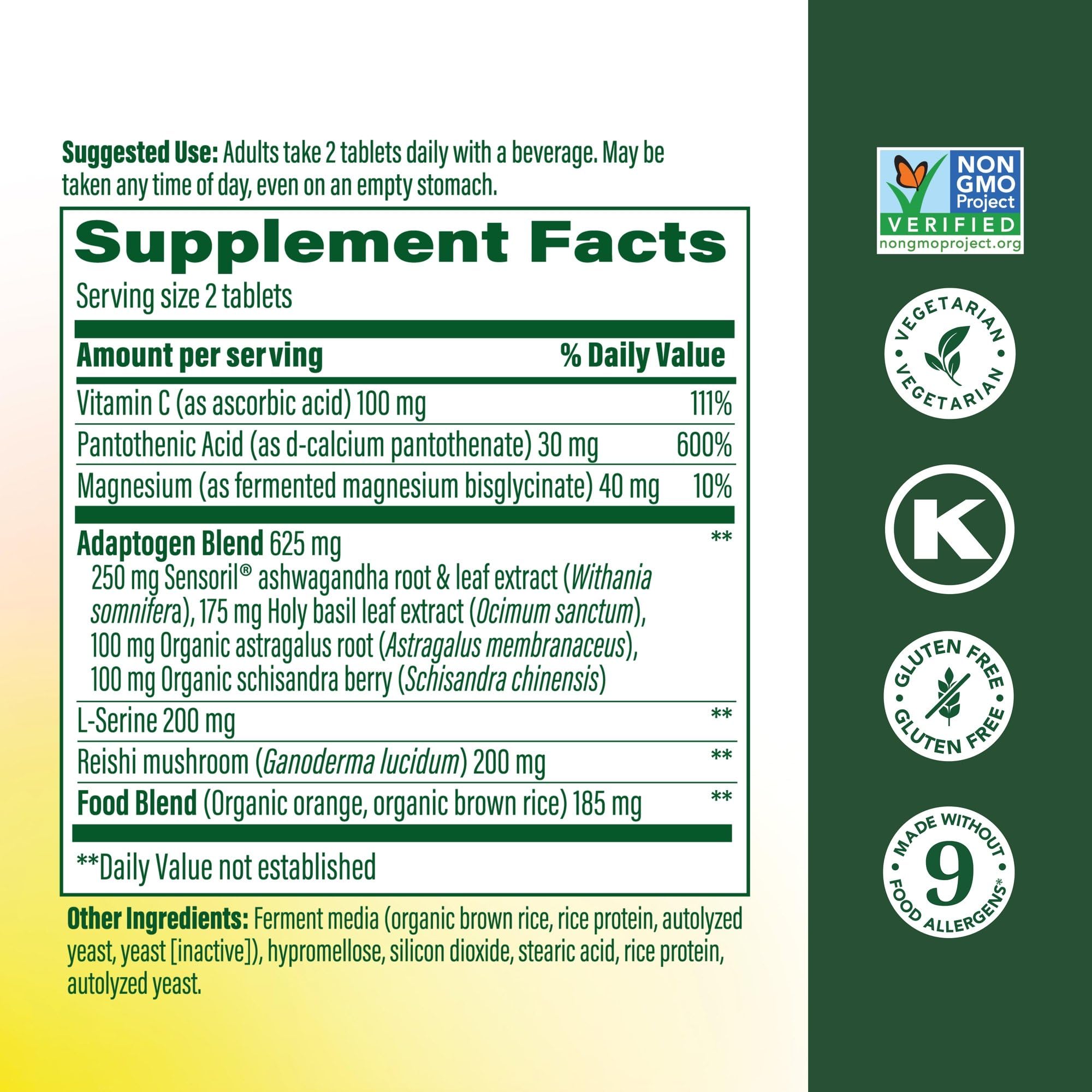 MegaFood Adrenal Strength - Adrenal Support Supplements with Ashwagandha and Magnesium Glycinate, Vitamin C, Holy Basil, Astragalus, Reduces Cortisol Levels - Vegetarian - 60 Tablets (30 Servings) MegaFood Au supplements