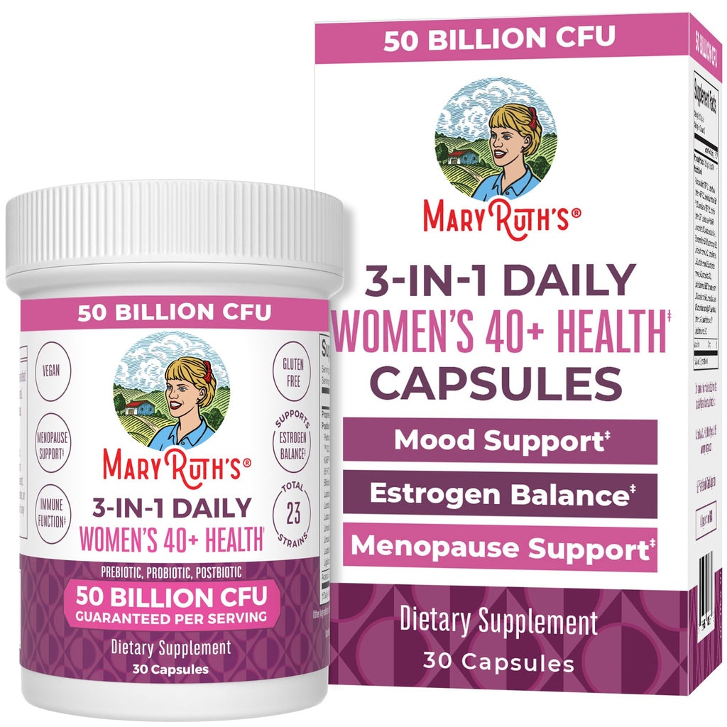 MaryRuth's 3-in-1 Daily Health 40+ Probiotics for Women | Hormonal & Menopause Support Supplement for Women | Gut Health Capsules | 50 Billion CFU | Allergen Free | 30 Ct MARYRUTH'S Au supplements