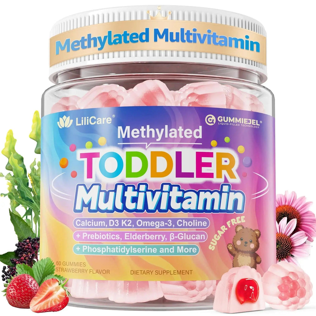 Toddler Multivitamin Gummies with Iron, Omega-3, ARA, Calcium, Prebiotic | Methylated Vitamins for Kids Ages 2+ | Overall Support | LILICARE Au supplements