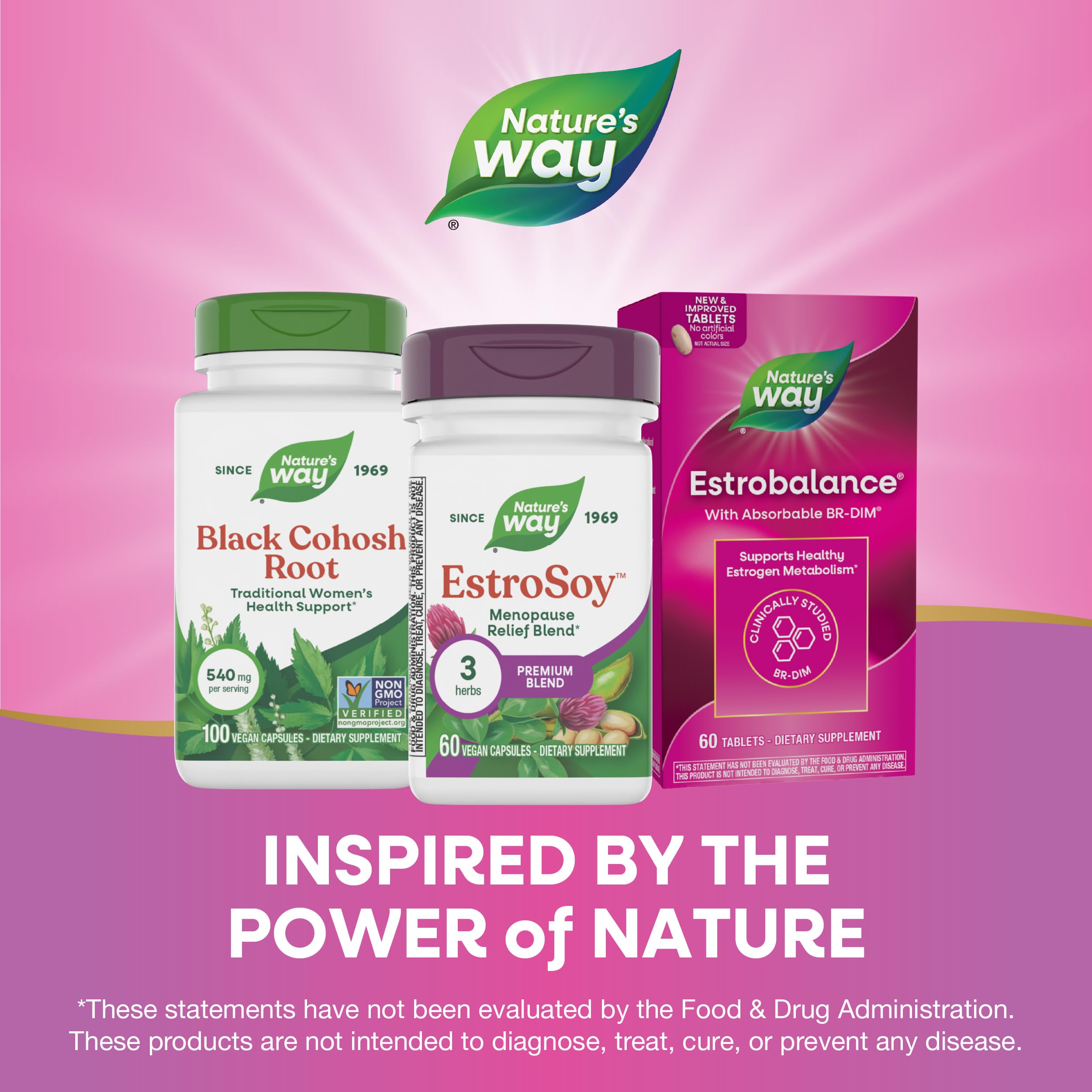 Nature's Way EstroSoy, Menopause Relief Blend*, Helps Relieve Menopausal Symptoms*, Black Cohosh, Fermented Soy Extracts, Red Clover, 60 Vegan Capsules (Packaging May Vary) Nature's Way Au supplements