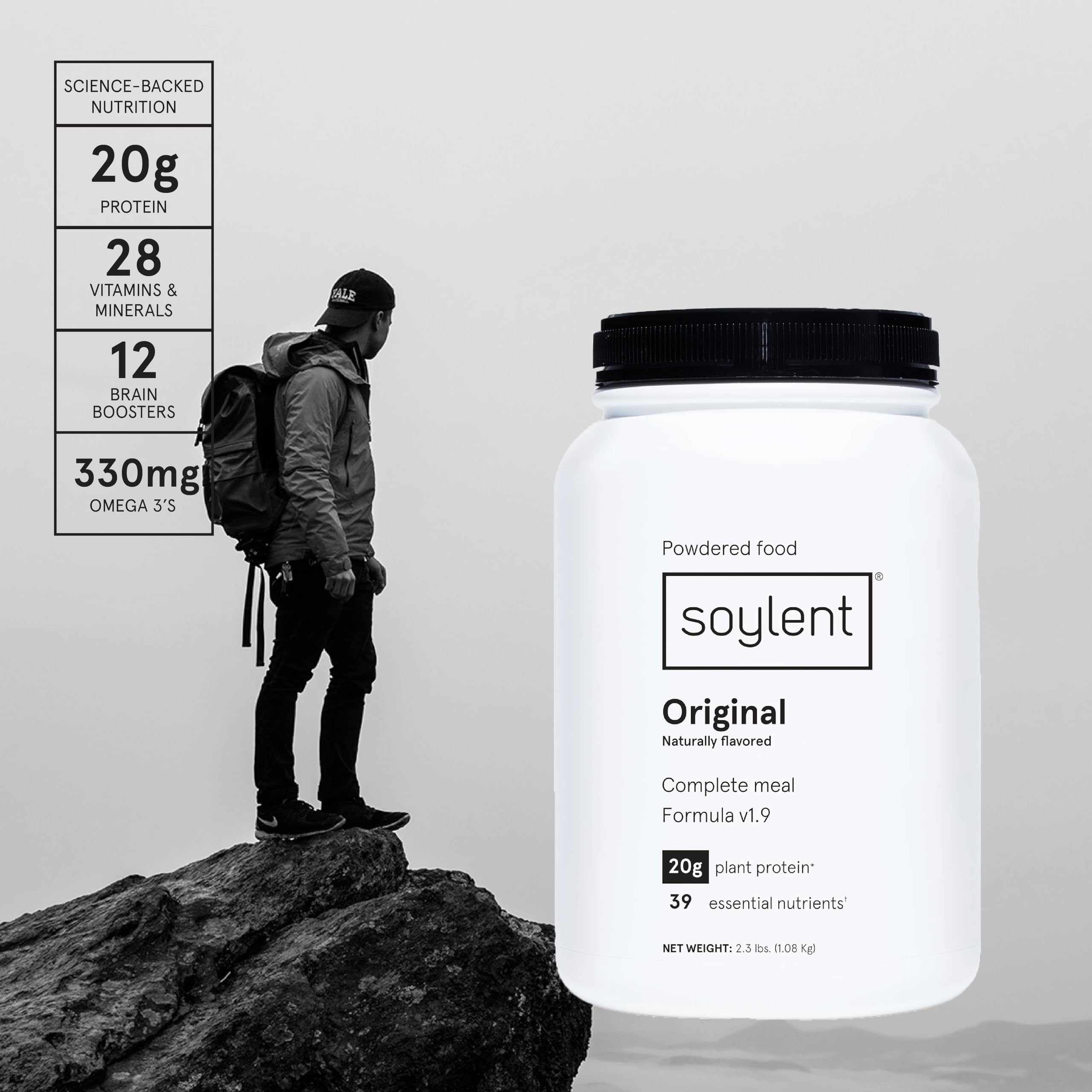 Soylent Complete Nutrition Gluten-Free Vegan Protein Meal Replacement Powder, Original, 36.8 Oz