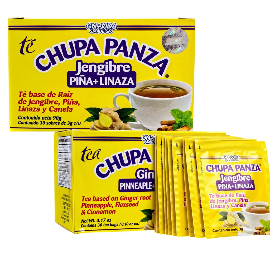 Tea CHUPA Panza, Tea Based ONGINGER Root, PINNEAPPLE, Flaxseed & Cinnamon GN+Vida Au supplements