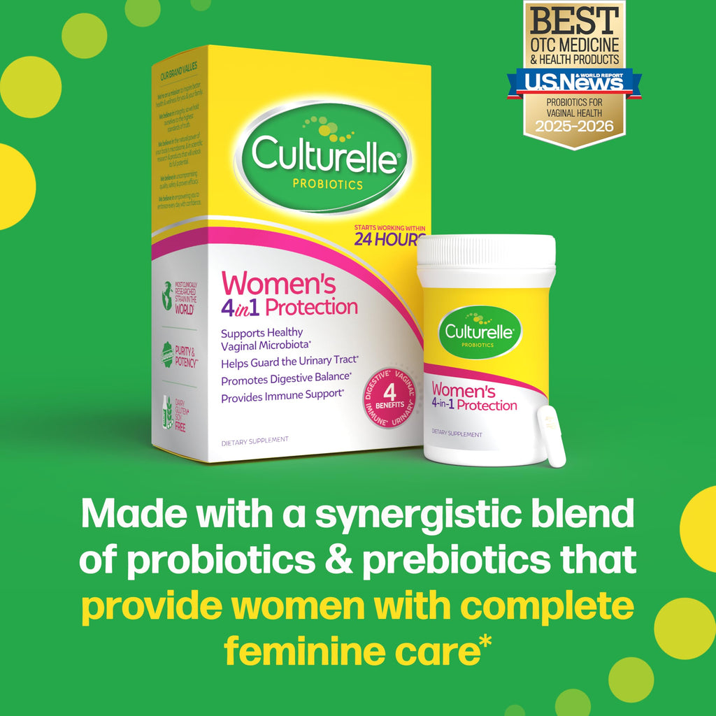 Culturelle 4-in-1 Probiotics for Women, Daily Probiotic & Prebiotic Supplement to Support Vaginal Health, Digestive Health, Immune Health