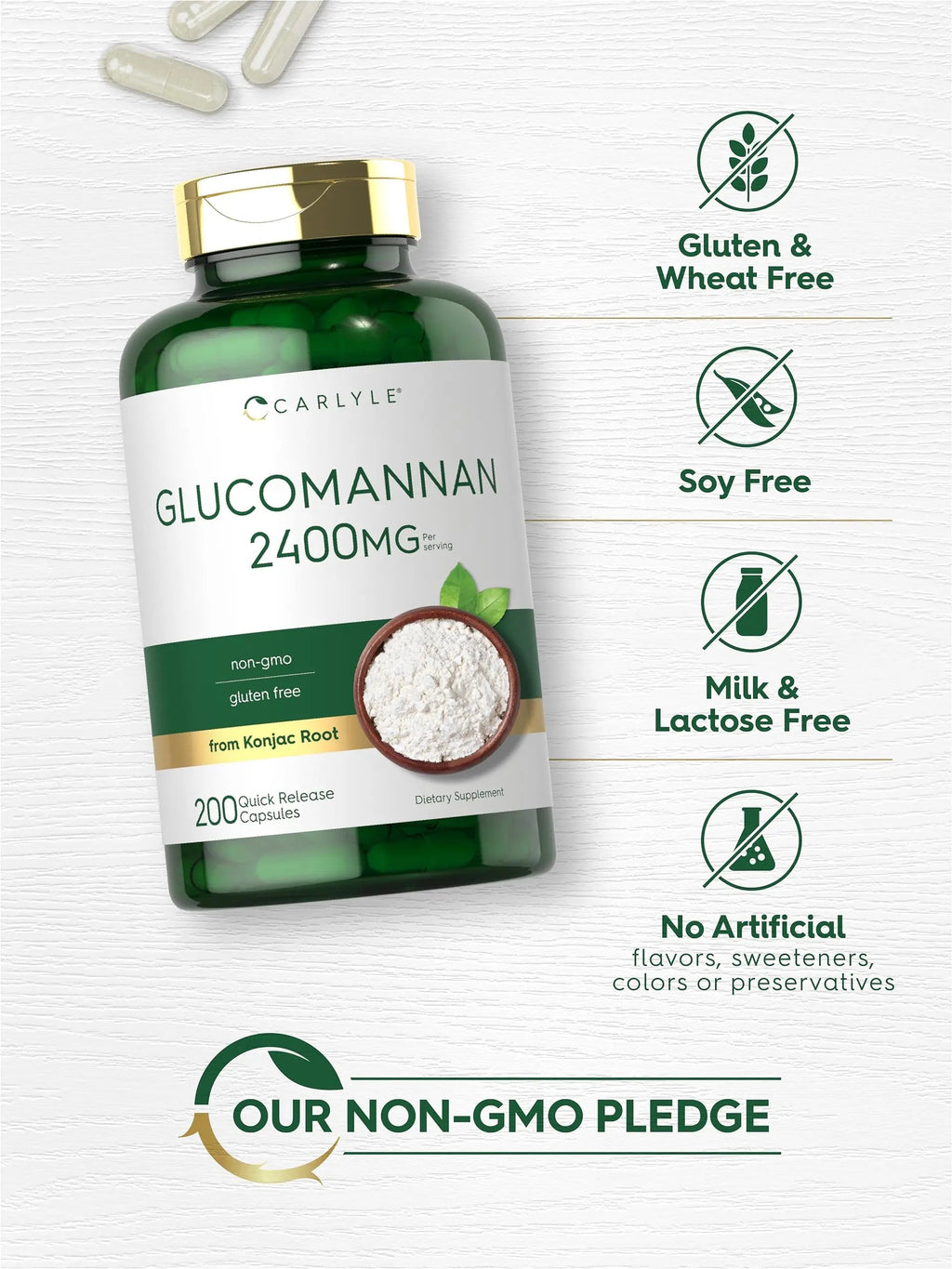 Carlyle Glucomannan Capsules | 200 Count | Soluble Fiber Pills | Non-GMO Carlyle Au supplements