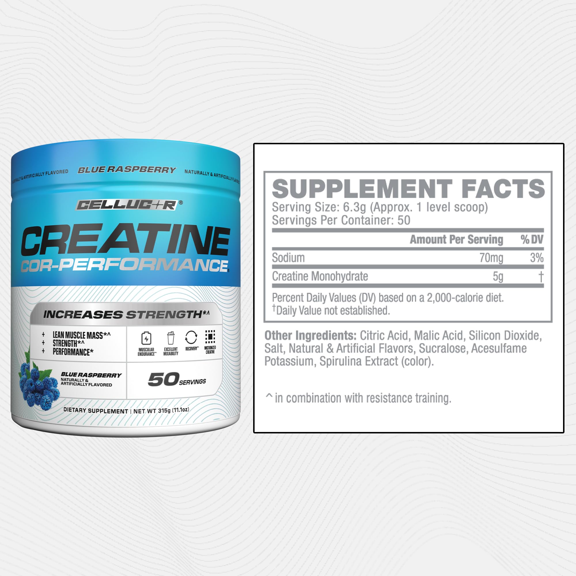 Cellucor Creatine Powder, Blue Raspberry Flavor - Increases Strength, Lean Muscle Mass & Endurance, Micronized Creatine for Fast Absorption