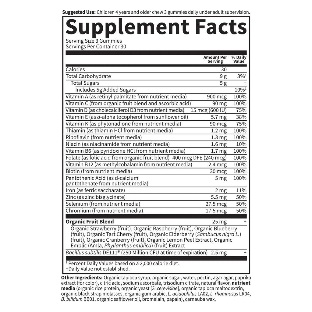 Kids Multivitamin Gummy with Iron + Probiotics for Immune Health & Digestion: Vitamins D, C, E, B, Zinc for Energy & Development, Vitamin Code Garden of Life Au supplements