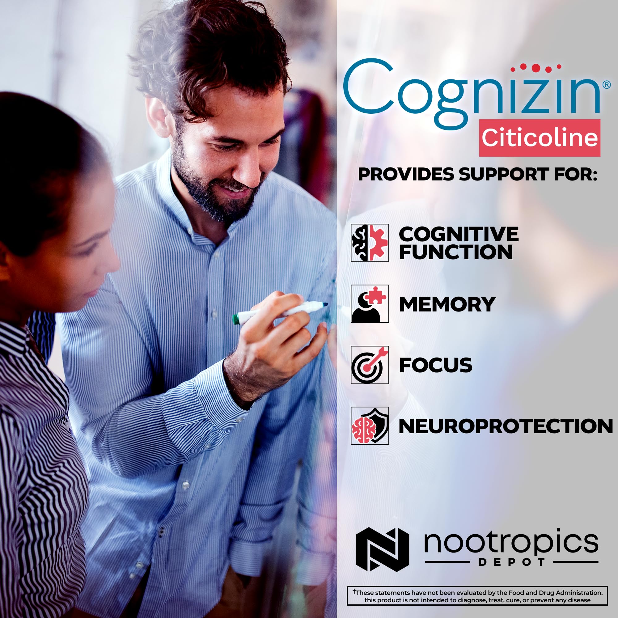 Nootropics Depot Cognizin Citicoline Capsules | 60 Count | Choline Supplement | Brain Health Supplement | Regulates Memory and Cognitive Function | Supports Attention, Focus and Recall Nootropics Depot Au supplements