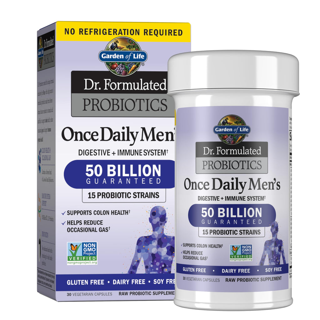 Garden of Life Probiotics for Men, Dr Formulated 50 Billion CFU 15 Probiotics for Digestive Health + Organic Prebiotic Fiber, Colon & Immune Support