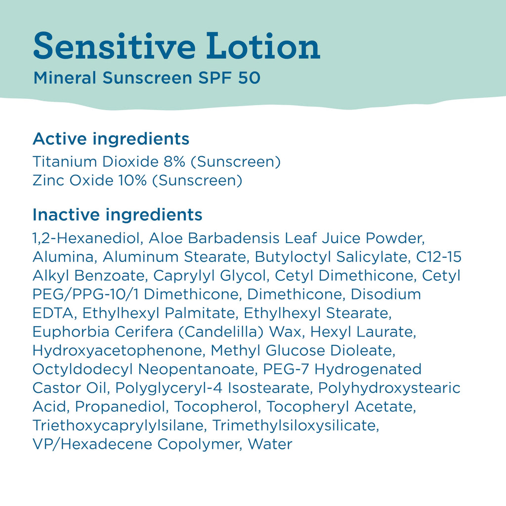 Blue Lizard Sensitive Mineral SPF 50 Sunscreen Lotion, 100% Mineral Sunscreen, UVA/UVB Protection