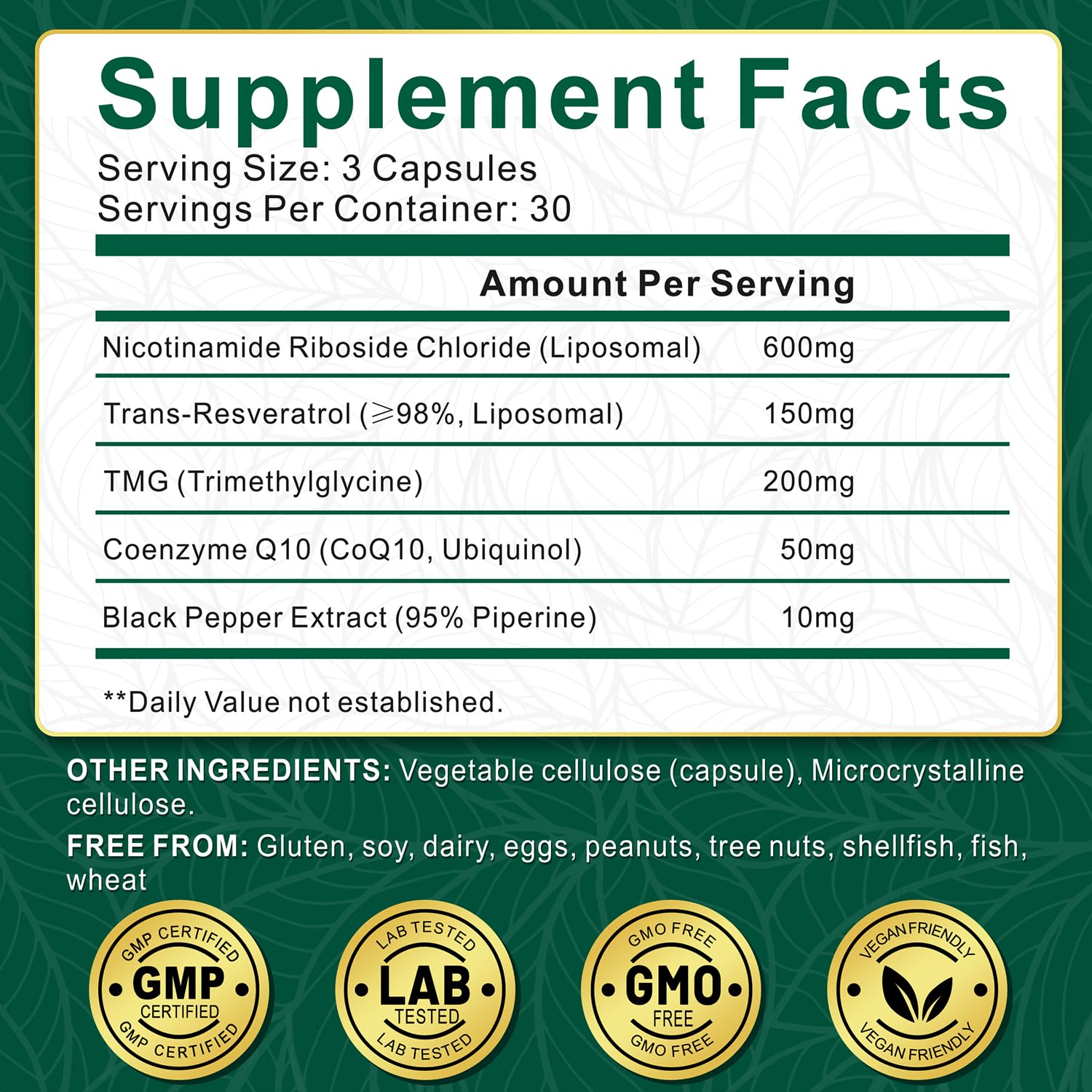 NBOOCUP NAD Supplement - 1010mg Nicotinamide Riboside Chloride Complex, Liposomal NR Supplements, Resveratrol NAD+ for Anti Aging, Cellular Energy, Skin, Focus - 90 Capsules NBOOCUP Au supplements