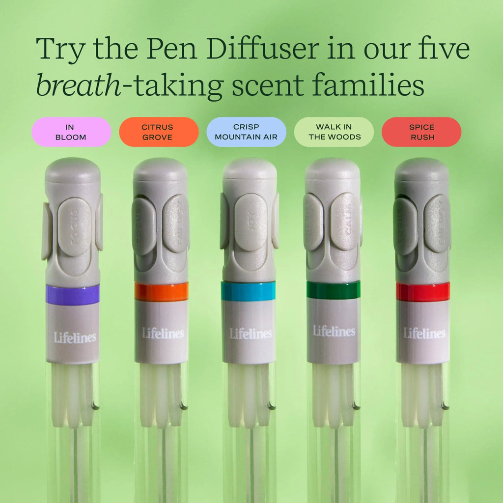 Pen Diffuser in Crisp Mountain Air Essential Oil Blends - Elegant 1.0mm Ballpoint Tip - Black Pen Lifelines Au supplements