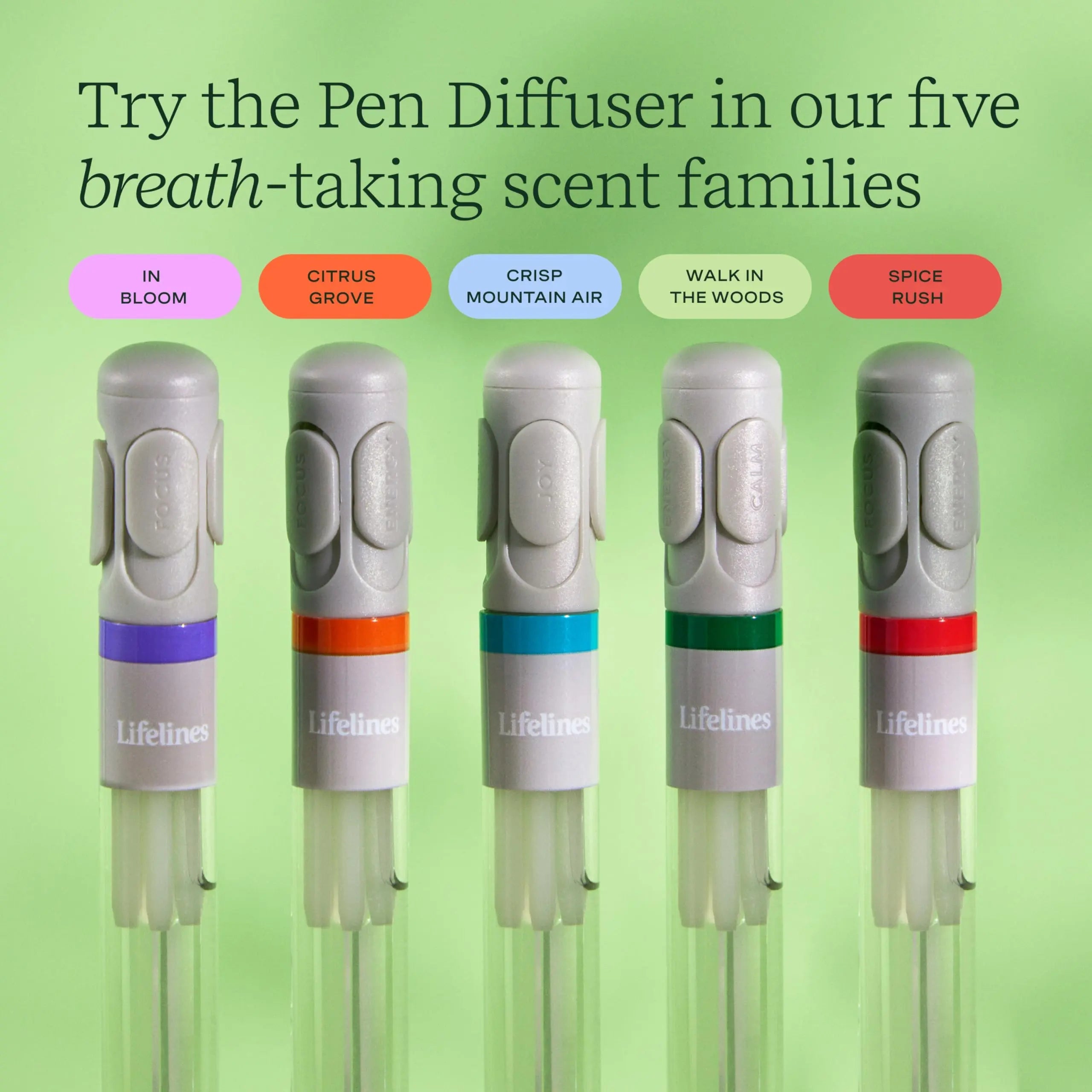 Pen Diffuser in Crisp Mountain Air Essential Oil Blends - Elegant 1.0mm Ballpoint Tip - Black Pen Lifelines Au supplements