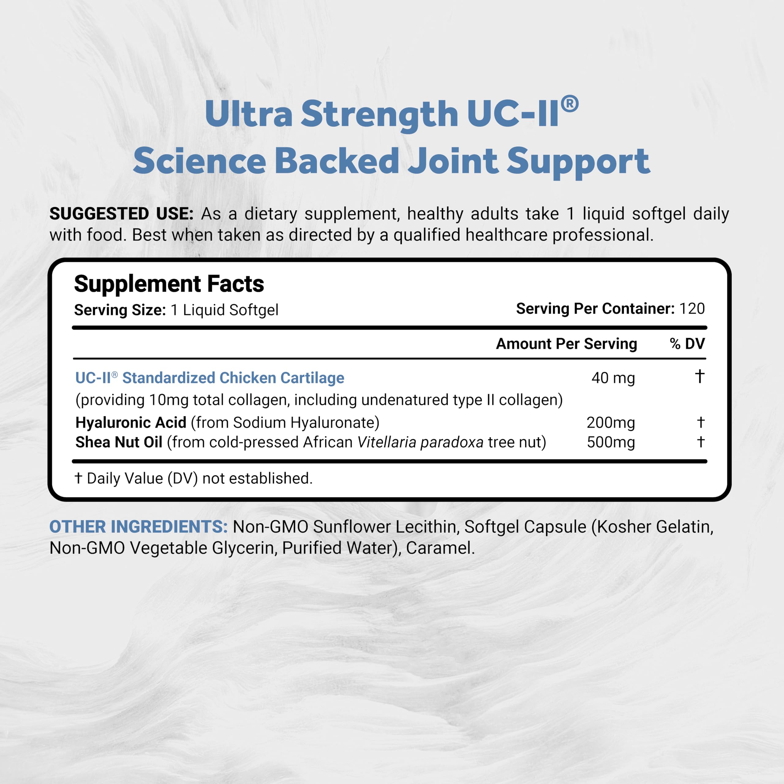 Naturalis UC-II 40 mg with Hyaluronic Acid and Shea Nut Oil | Enhanced Undenatured Type II Collagen for Better Joint Health, Mobility & Flexibility
