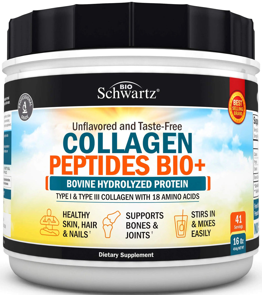 Collagen Peptides Powder - Grass Fed, Pasture Raised with Aminos - Promotes Healthy BioSchwartz Au supplements