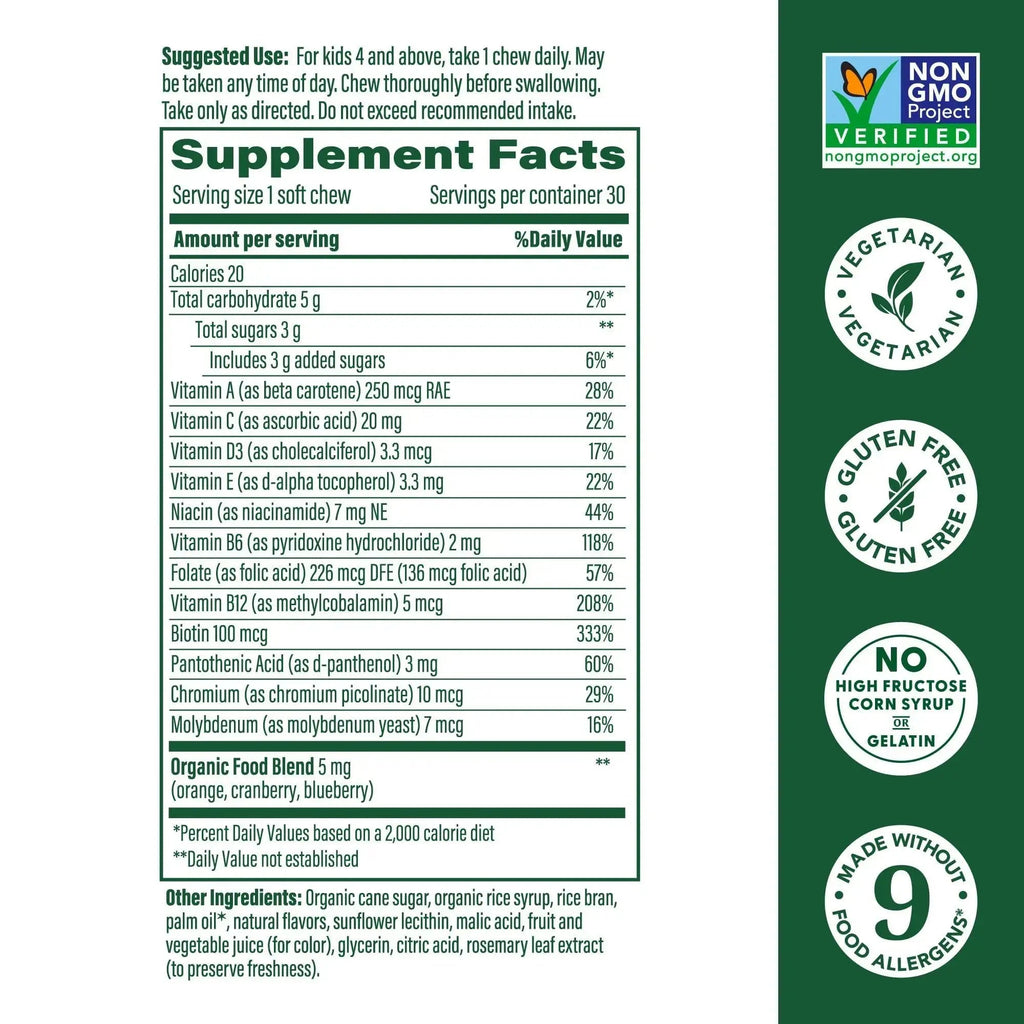 MegaFood Kids One Daily Multivitamin Soft Chews - Kids Vitamins with Vitamin B, Vitamin C, Vitamin D & Vitamin E - Age 4+, Vegetarian MegaFood Au supplements