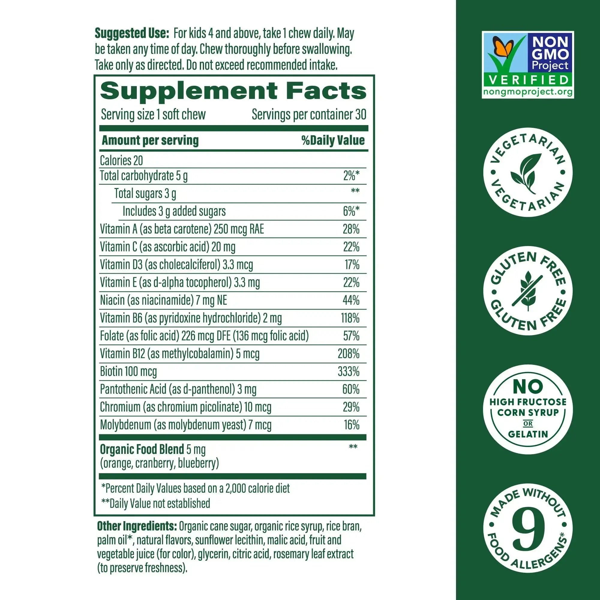 MegaFood Kids One Daily Multivitamin Soft Chews - Kids Vitamins with Vitamin B, Vitamin C, Vitamin D & Vitamin E - Age 4+, Vegetarian MegaFood Au supplements