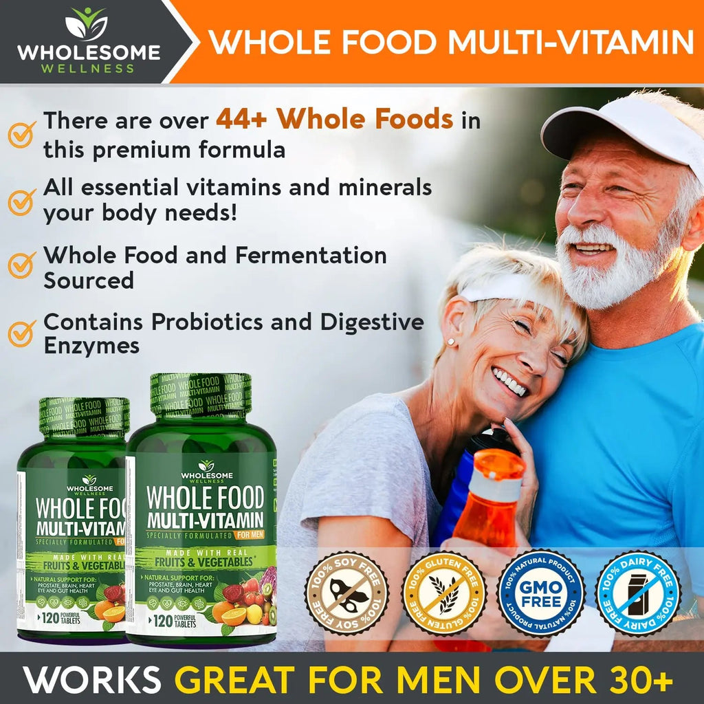 Whole Food Multivitamin for Men - Natural Multi Vitamins, Minerals, Organic Extracts Wholesome Wellness Au supplements