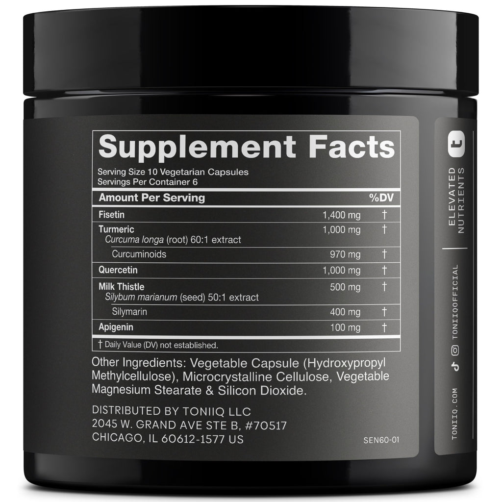 Fisetin Supplement – Senolytic Supplement Ultra High Potency 4,000mg with Quercetin, Curcumin 97%, Apigenin & Milk Thistle – High Strength Blend – Third-Party Lab Tested – 3 Month Supply Toniiq Au supplements