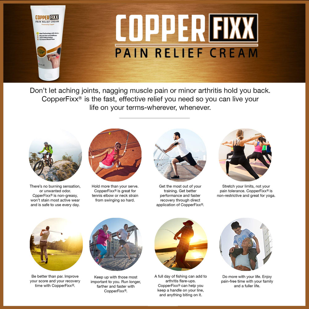 CopperFixx Pain Relief Cream, 5 Fl Oz Tube Powered by Copper with Heat Technology Arnica for Muscle & Stiffness Joint Inflammation, Knee, Back, Shoulder Arthritis Pain. Fast Acting, CF03028 CopperFixx Au supplements