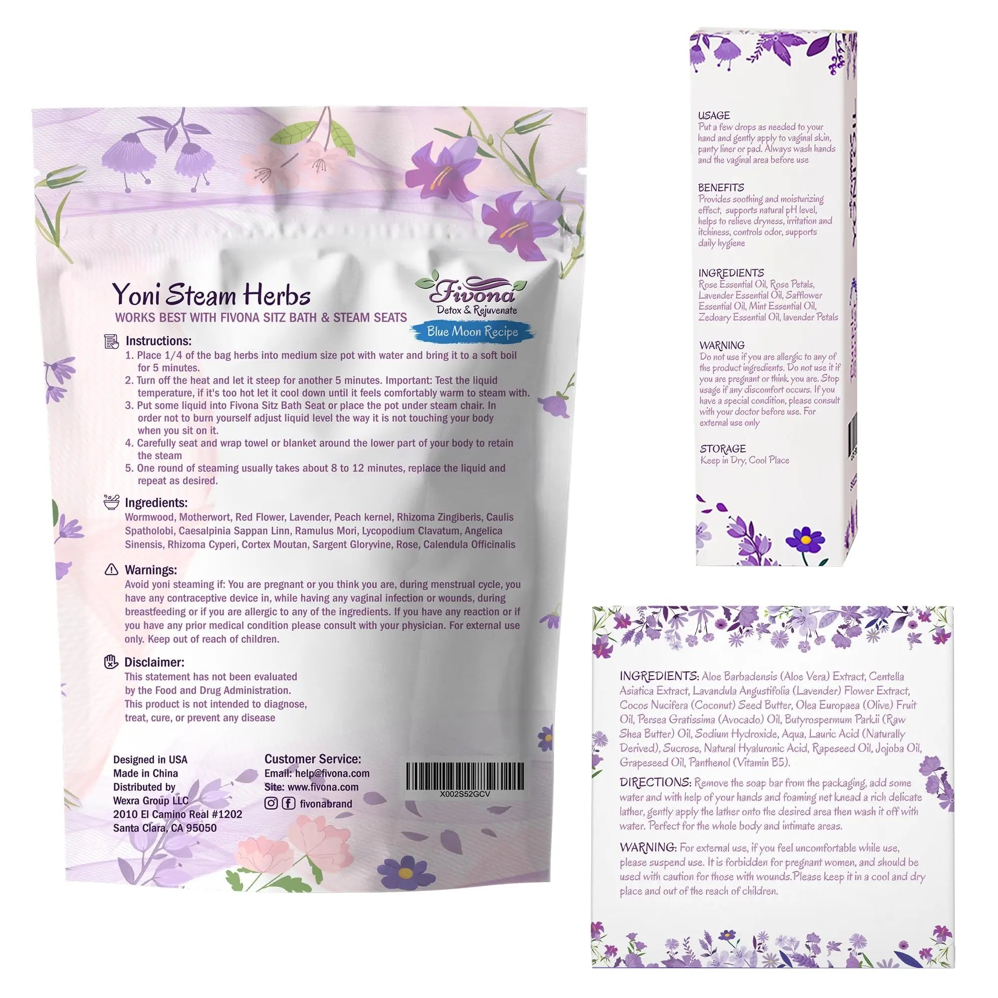 FIVONA Yoni Care Kit 3 in 1 - pH Balanced Natural Vaginal Oil 30 ml, Organic Herbal Soap 5.3 oz FIVONA Au supplements