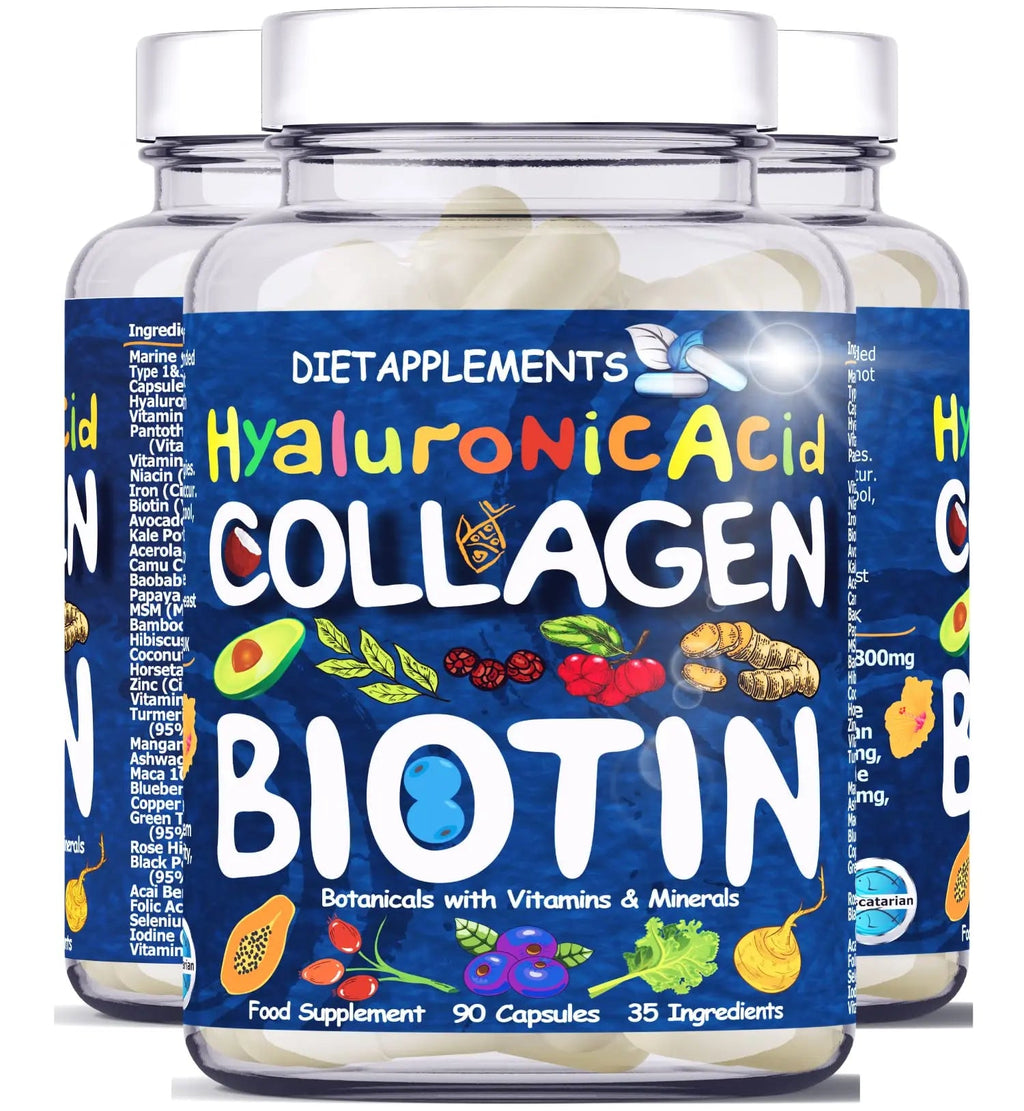 Marine Collagen Type1&3 1800mg, Biotin 10000mcg/serving, Hyaluronic Acid, Vitamins, Minerals, Botanicals Dietapplements Au supplements