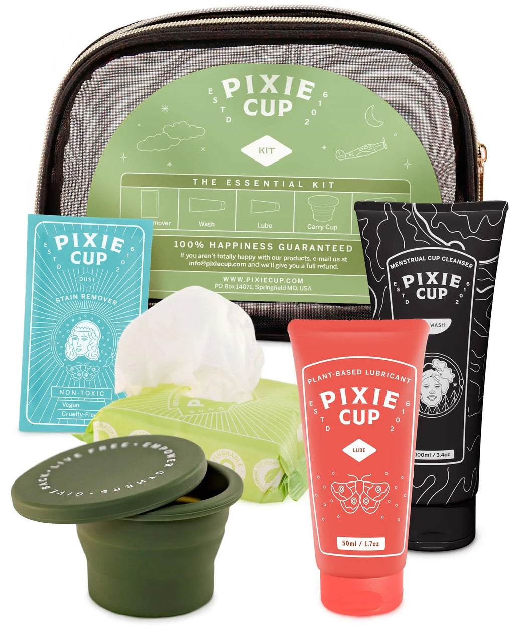 Pixie Cup Menstrual Cup Cleaner Kit - Sterilizer Wash, Public Restroom Carry Cup, 20 Wipes Pixie Cup Au supplements