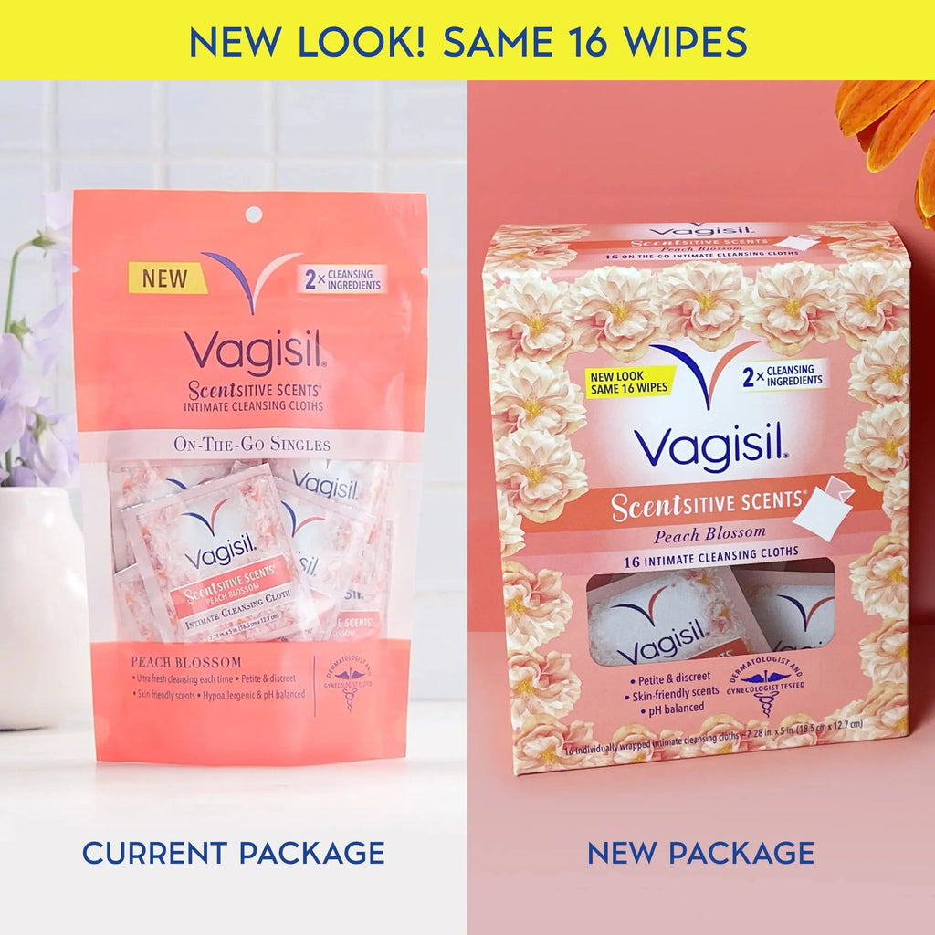 Vagisil Scentsitive Scents On-The-Go Feminine Cleansing Wipes, pH Balanced, Peach Blossom Vagisil Au supplements
