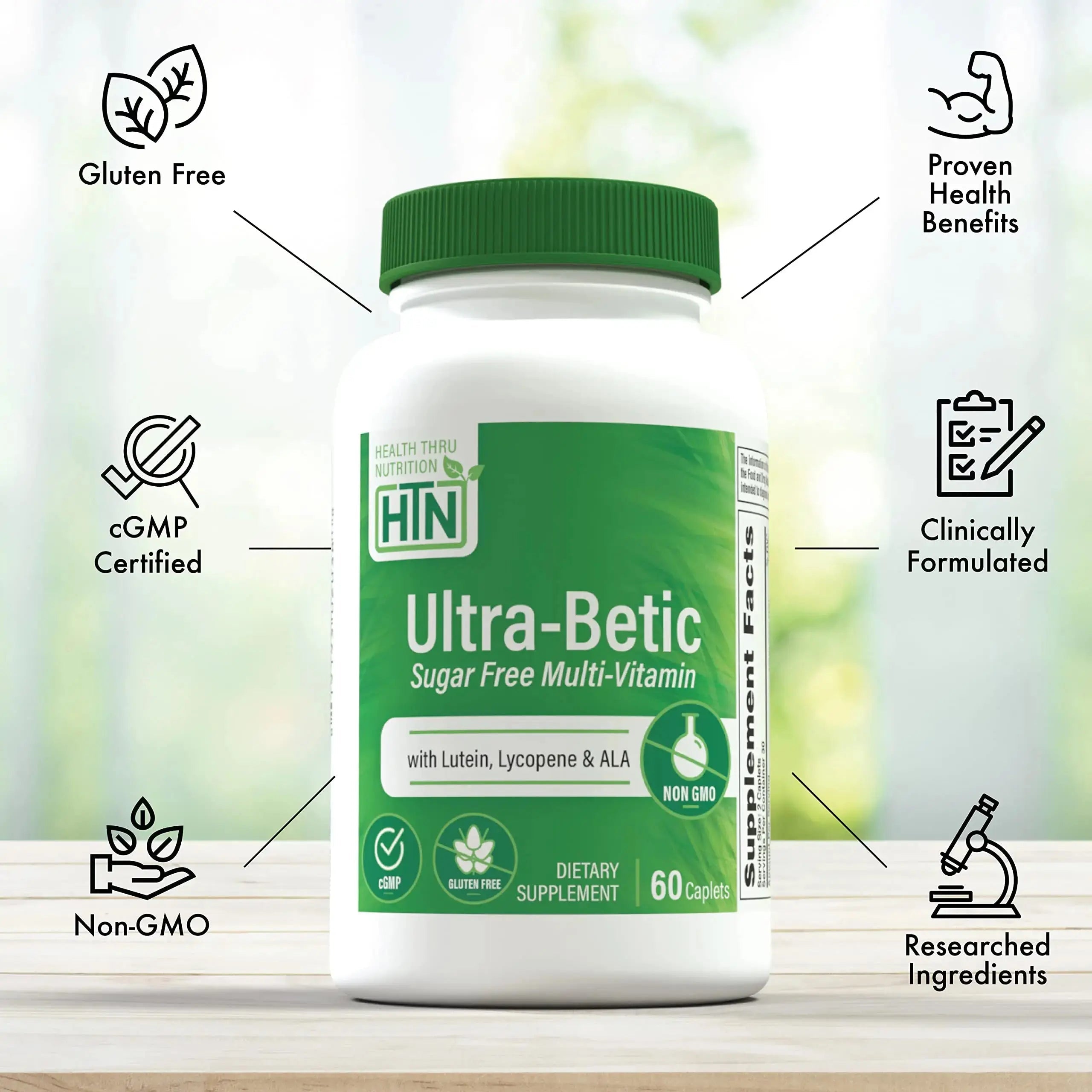 Health Thru Nutrition Ultra-Betic Multivitamin 60 Count | Supports Nerve, Vision, Energy | with ALA, Lycopene | Health Thru Nutrition Au supplements