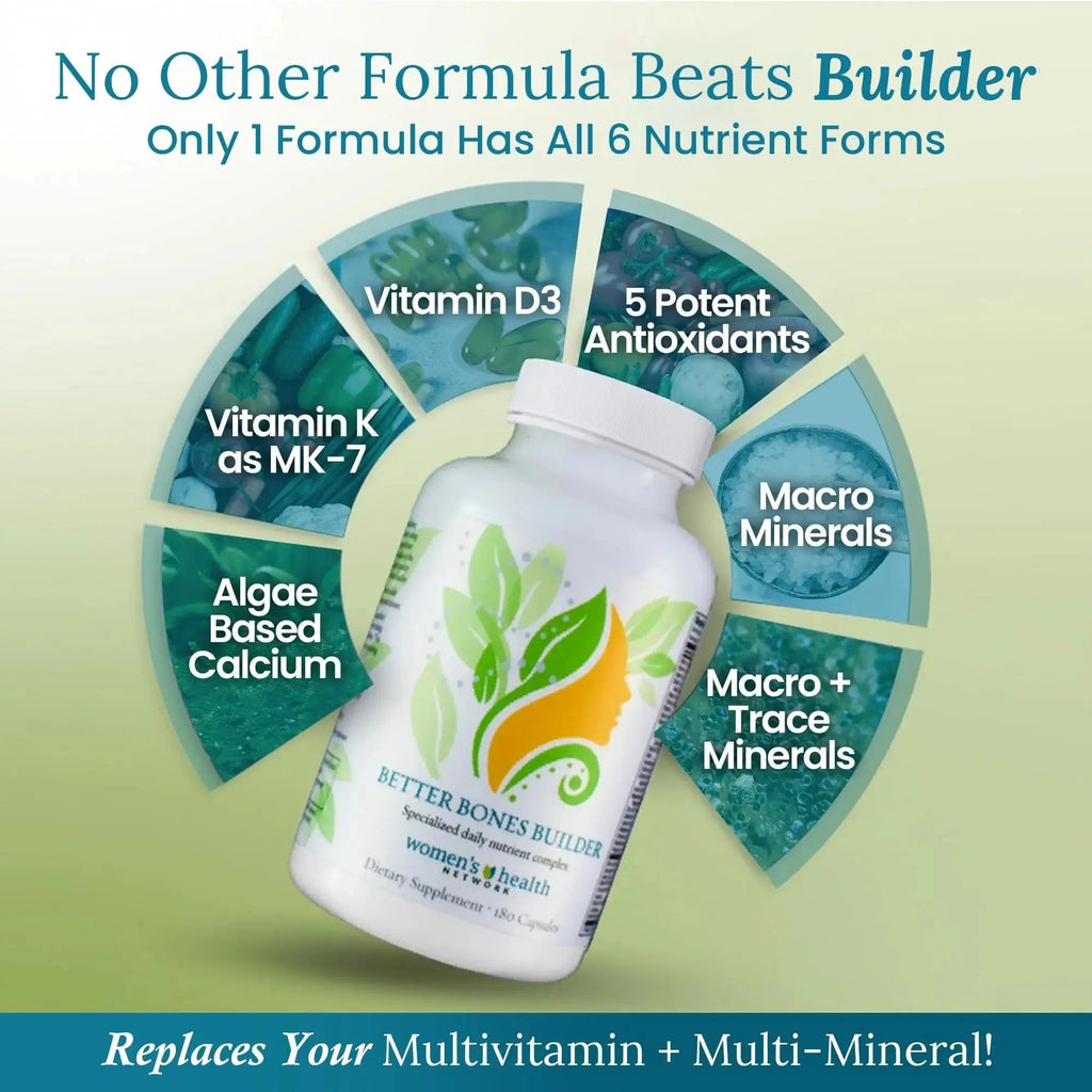 Better Bones Builder - 32-in-1 Calcium Supplements for Women, 300mg Calcium with Vitamin A, C, D3, K, and 300mg Magnesium, Zinc Selenium Women's Health Network Au supplements