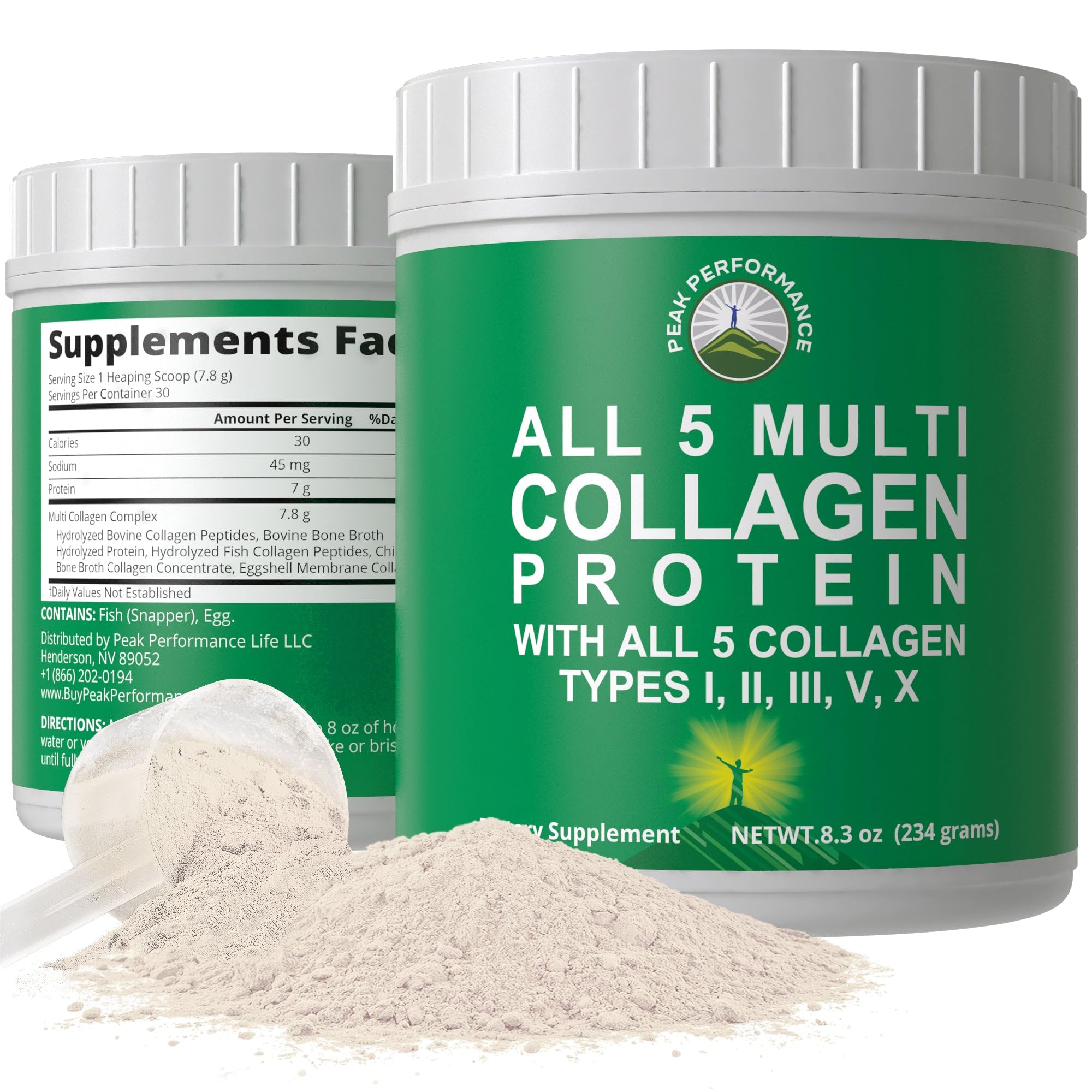 Peak Performance All 5 Multi-Collagen Protein Powder Peptides Multi-Collagen Contains All Types I, II, III,V, X. Keto, Paleo Friendly with Hydrolyzed Bovine, Marine, Chicken, Bone Broth Collagens Peak Performance Au supplements