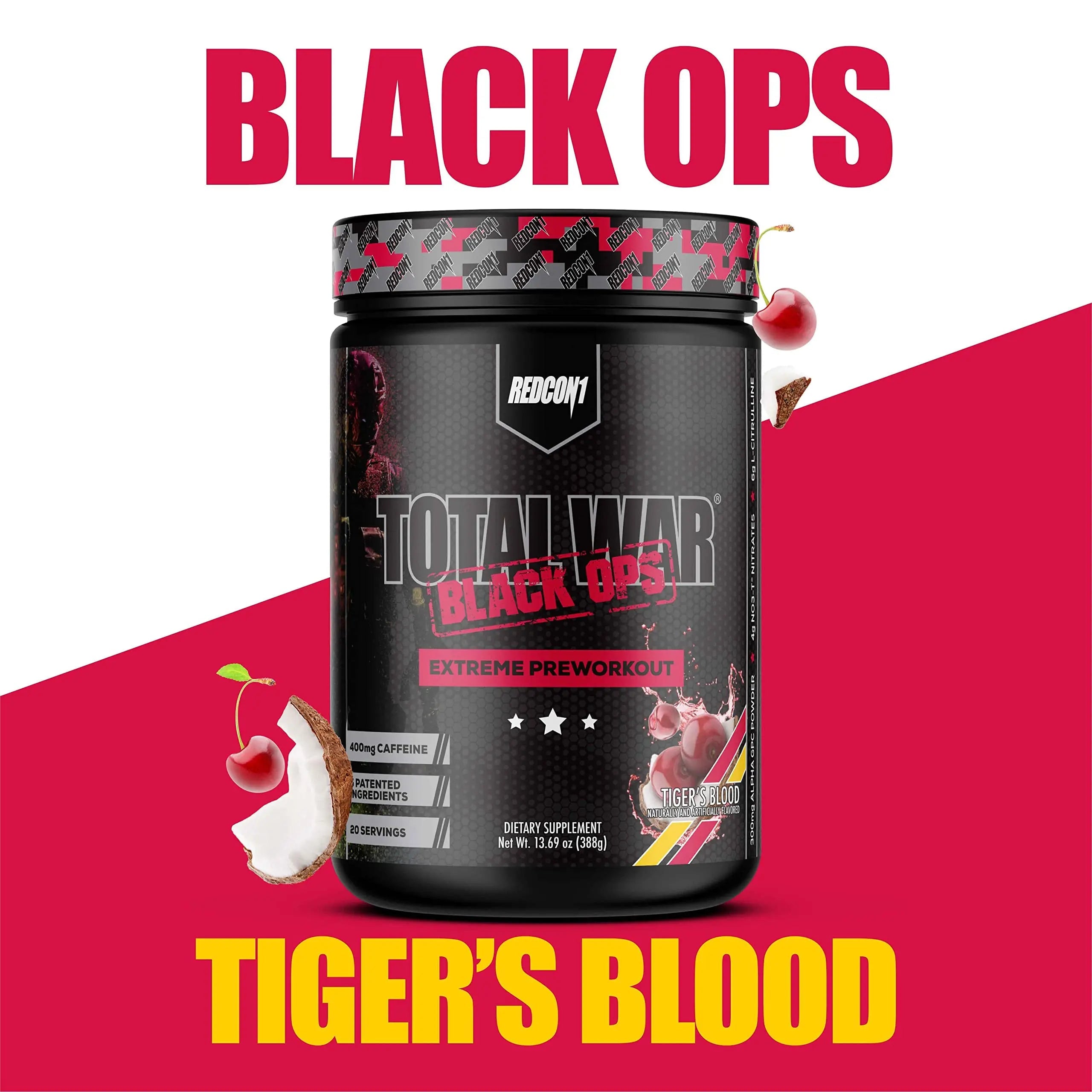 REDCON1 Total War Black Ops Extreme Preworkout Powder, Tigers Blood, High Stimulant REDCON1 Au supplements