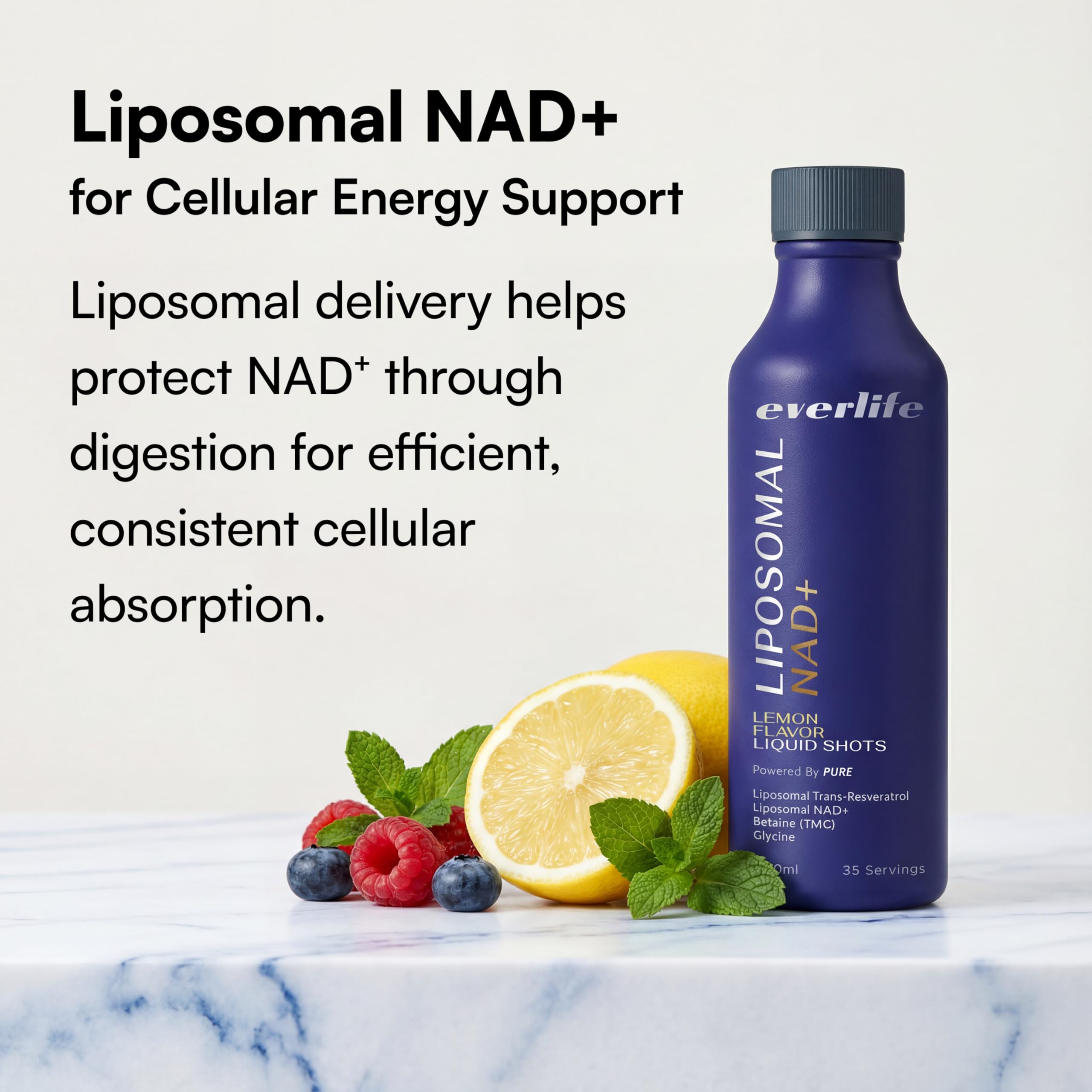 Everlife Liposomal NAD+ Liquid Supplement – 150mg Shot with Liposomal Trans-Resveratrol, TMG & Glycine – Boosts Energy, Cellular Repair, Healthy Aging & Longevity – NMNH Alternative – 30 Servings Everlife Au supplements