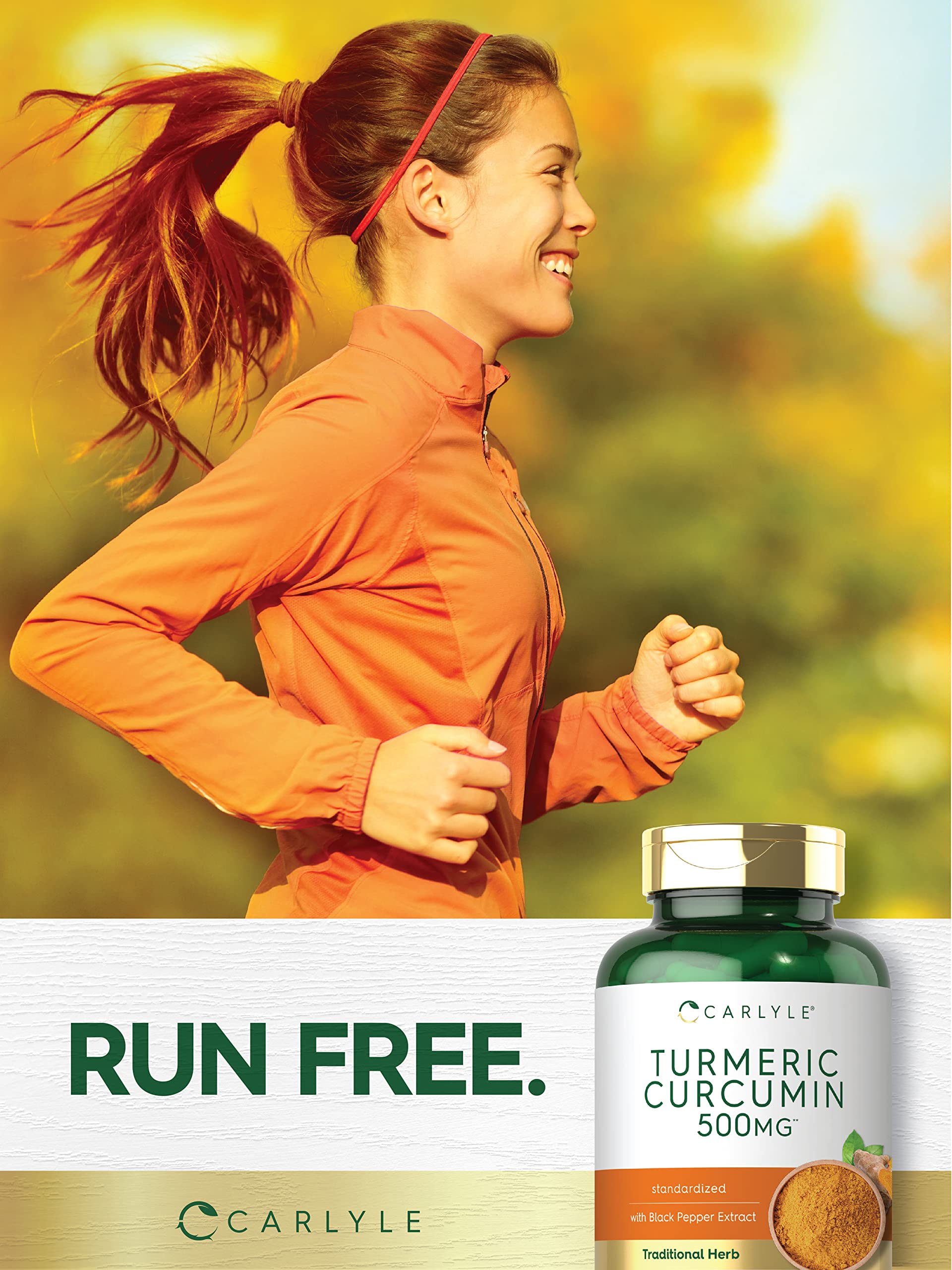 Carlyle Turmeric Curcumin Supplement | 180 Capsules | with Black Pepper Extract | Non-GMO & Gluten Free